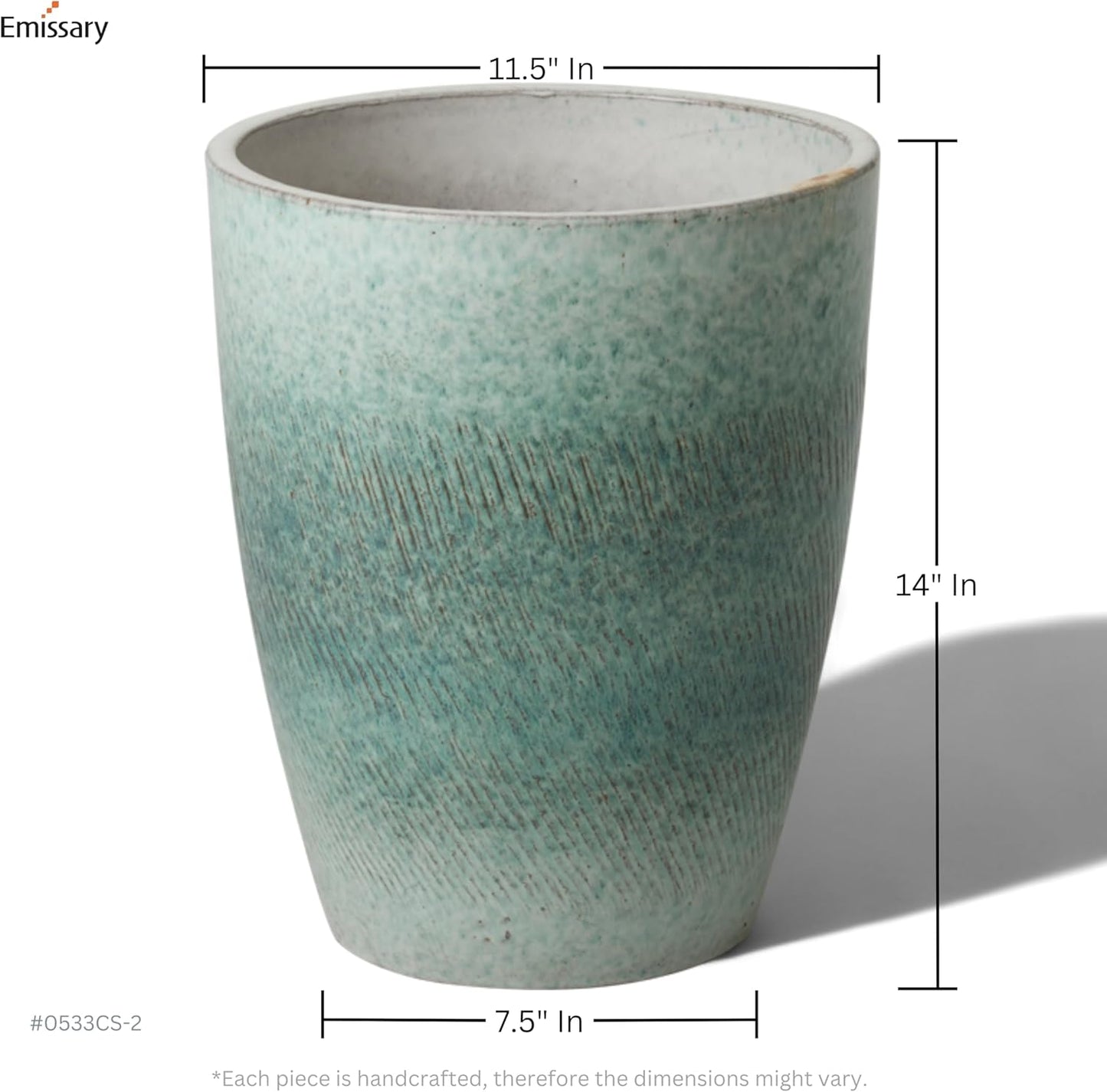 Emissary Home and Garden Bullet 11.5 in. Coastal Splash Ceramic Round Planter (11.5 in. L x 11.5 in. W x 14 in. H) with Drainage Hole