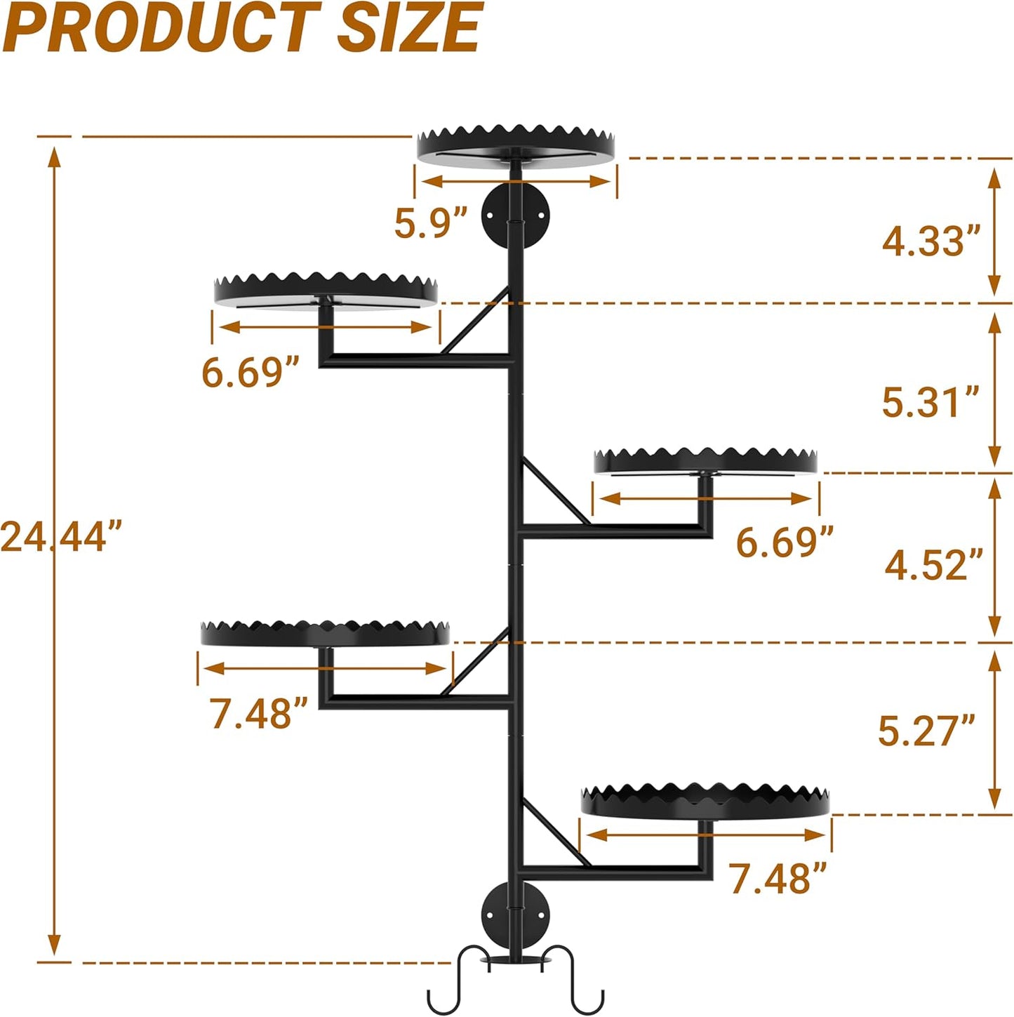 Rotating Wall Plant Shelves Versatile Window Plant Shelf for Indoor Plants Bathroom Living Room Use Wall Planter with Durable Metal Material 5 Pots