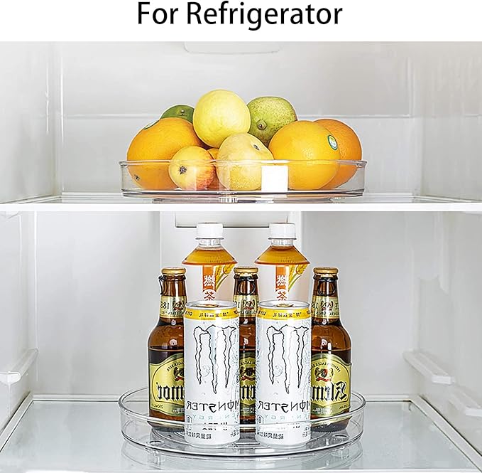 URALFA 9 Inch Lazy Susan Spice Rack Organizer, 360 Degree Rotating Round Lazy Susan Turntable for Cabinet, 2-Pack, Clear