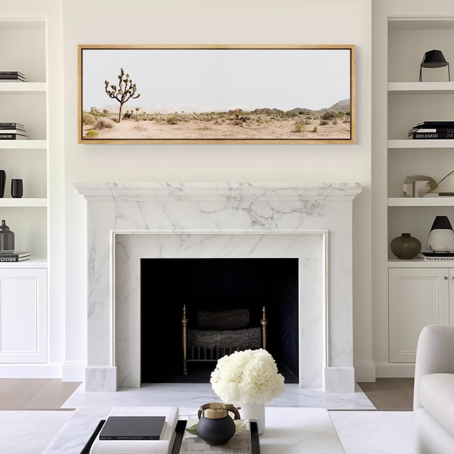 MUDECOR Large Framed Canvas Print Wall Art Desert Solitude Joshua Tree Landscape Antique Retro Fine Art Illustrations Decorative Colorful for Bedroom - 60"x20"