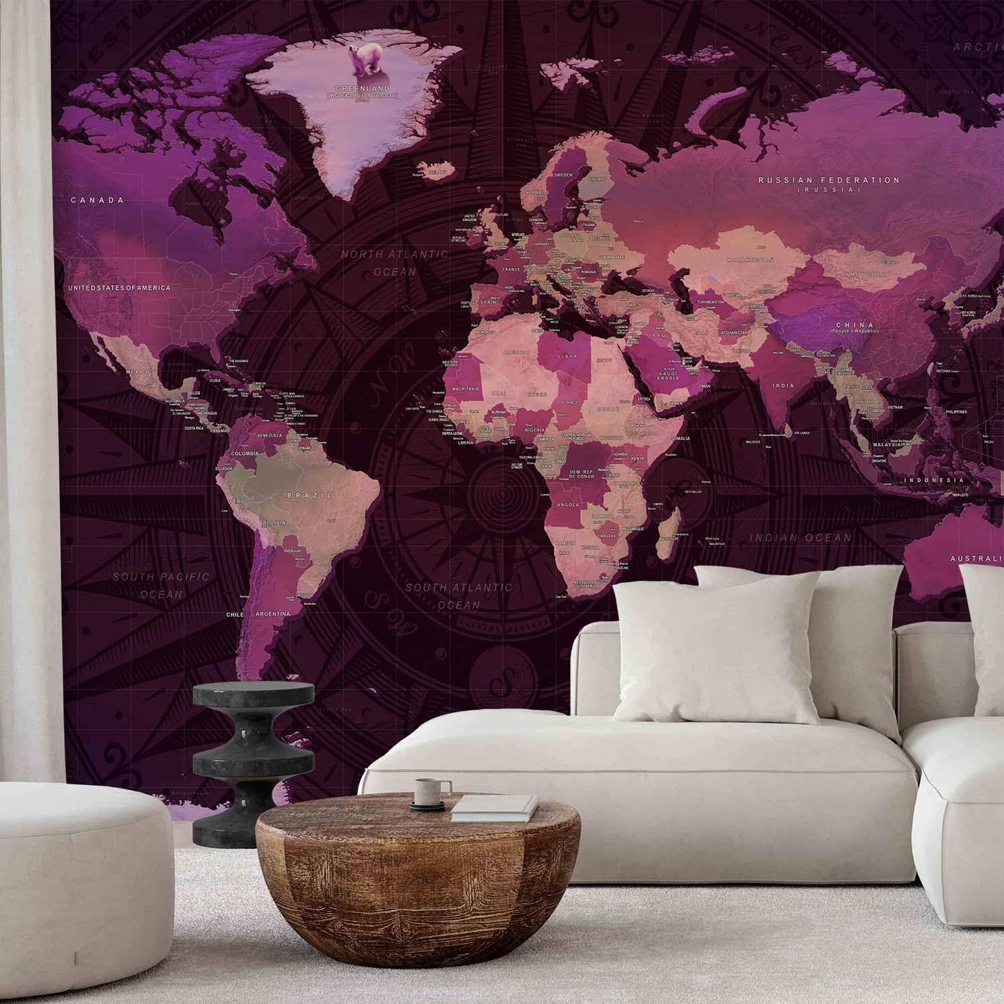 artgeist Wall Mural World Map 154x110 in - XXL Peel and Stick Self-Adhesive Wallpaper Removable Large Sticker Foil Wall Decor Print Picture Image Design Map of The World k-A-0273-a-a