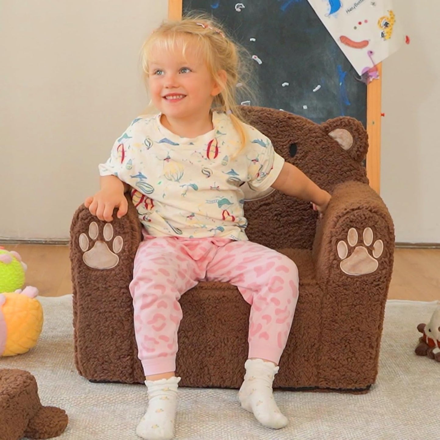 ALIMORDEN Animal Series Kid's Chair, Ultra-Soft Comfy Foam Filled Toddler Sofa Chair, Cute Animal-Shaped Design Toddler Couch, Lightweight Birthday for Boys & Girls (Brown Bear)