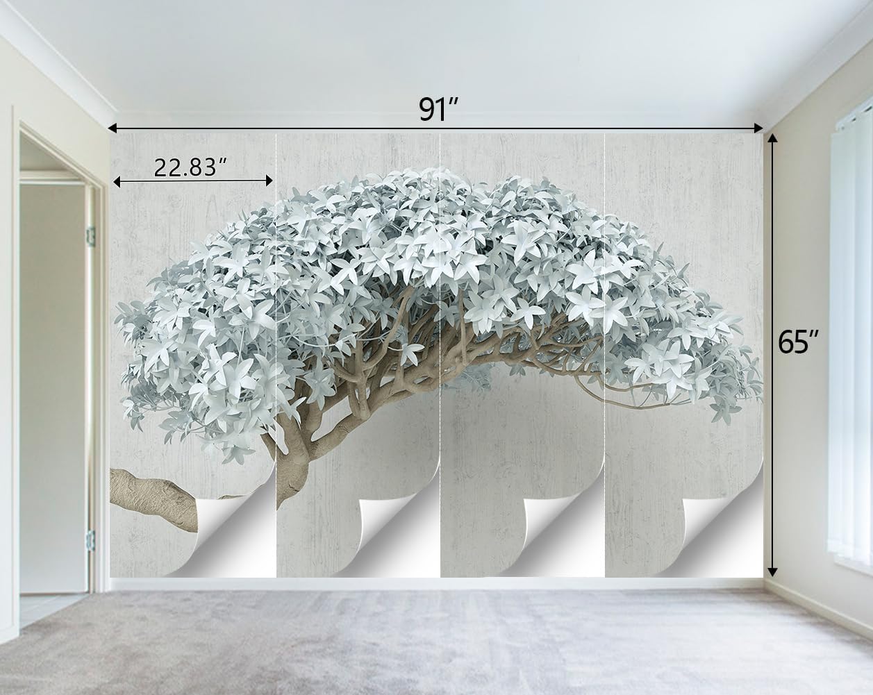 Modern Abstract Tree Wallpaper for Bedroom 3D Mural Living Room Large Wall Mural Room Adhesive Fabric Decor - 91"x65"（Not Peel and Stick）
