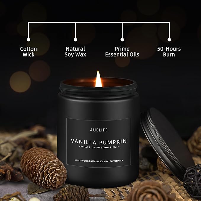 Fall Candle | Vanilla Pumpkin Candle - Scented Candles for Autumn, Fall Aromatherapy Gifts - 7 OZ