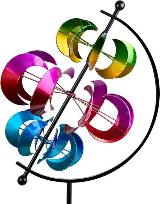 62.9" Large Wind Spinner Outdoor Decor, Garden Art with Metal Stake, Resistant for Yard, Patio and Lawn