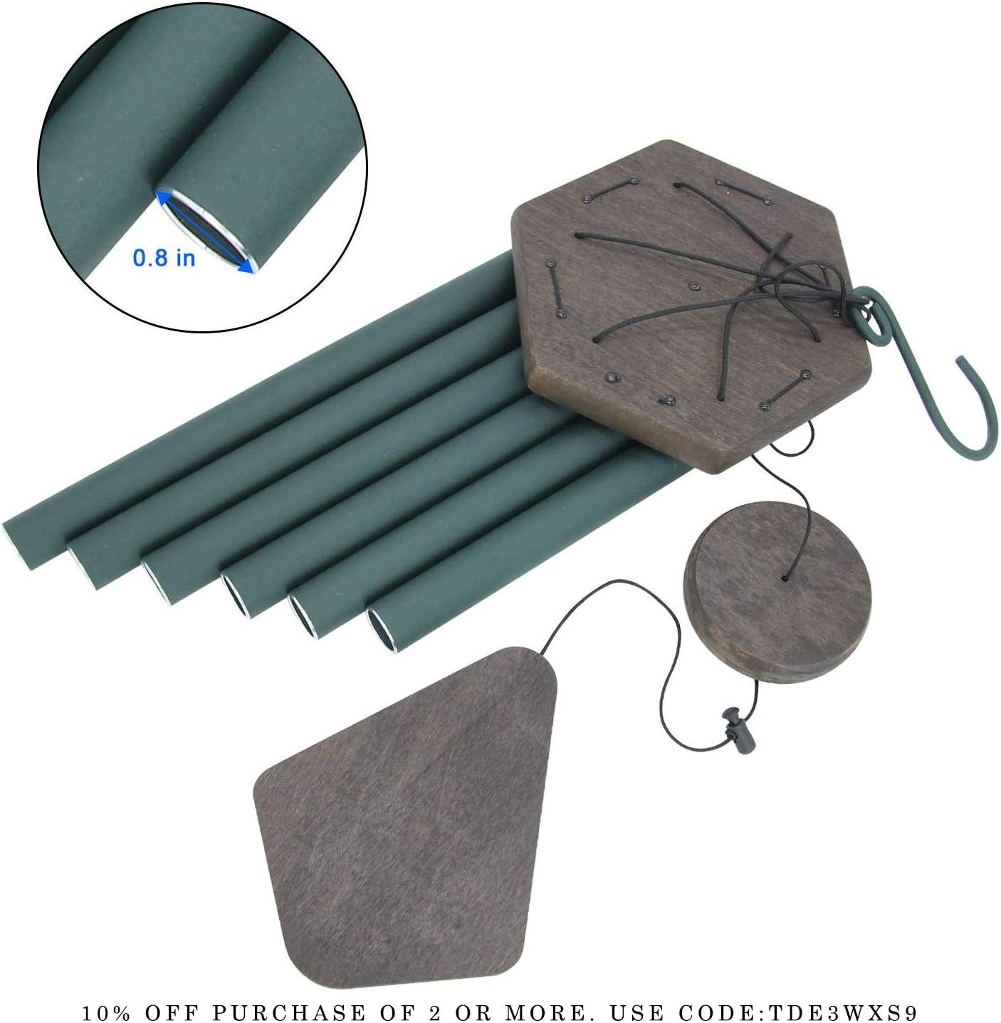 Large Wind Chimes for Outside, 30" Aluminium Wind Chime with Wind Catcher, Outdoor Garden Patio Decoration Windchimes, Classic Zen Gift for Men and Women Green