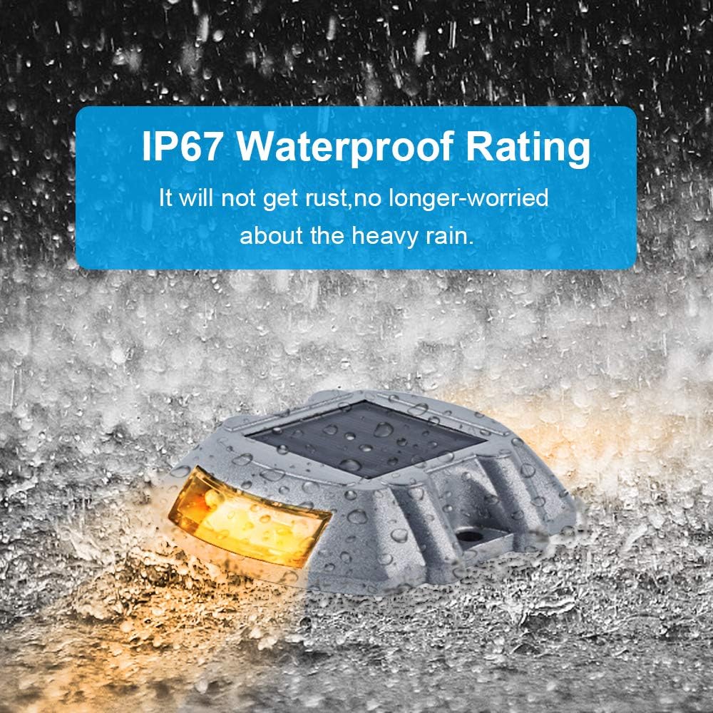 VOLISUN Solar Deck Lights, 12-Pack Led IP67 Waterproof Outdoor Warning Step Lights for Driveway, Sidewalk, Garden Pathway, Yard (Warm White)