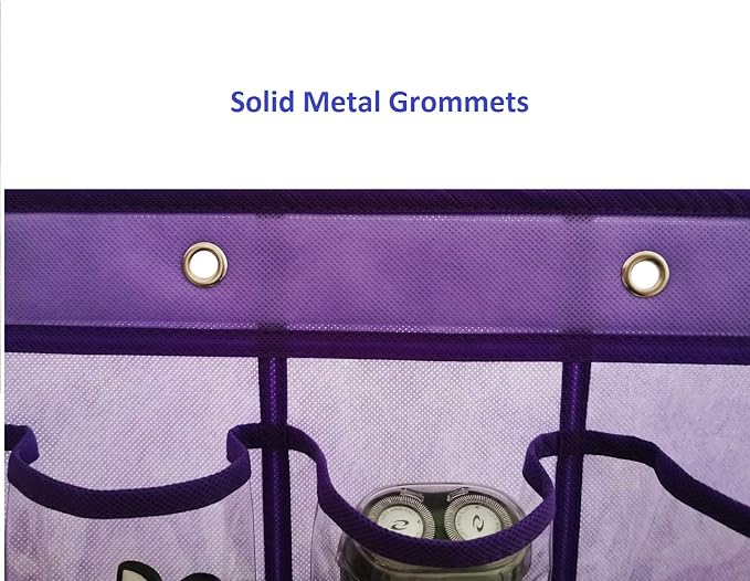 Classroom Pocket Chart for Phone Calculator Holder Over The Door Hanging Closet Jewelry Organizer with 30 Clear Pockets (Purple)