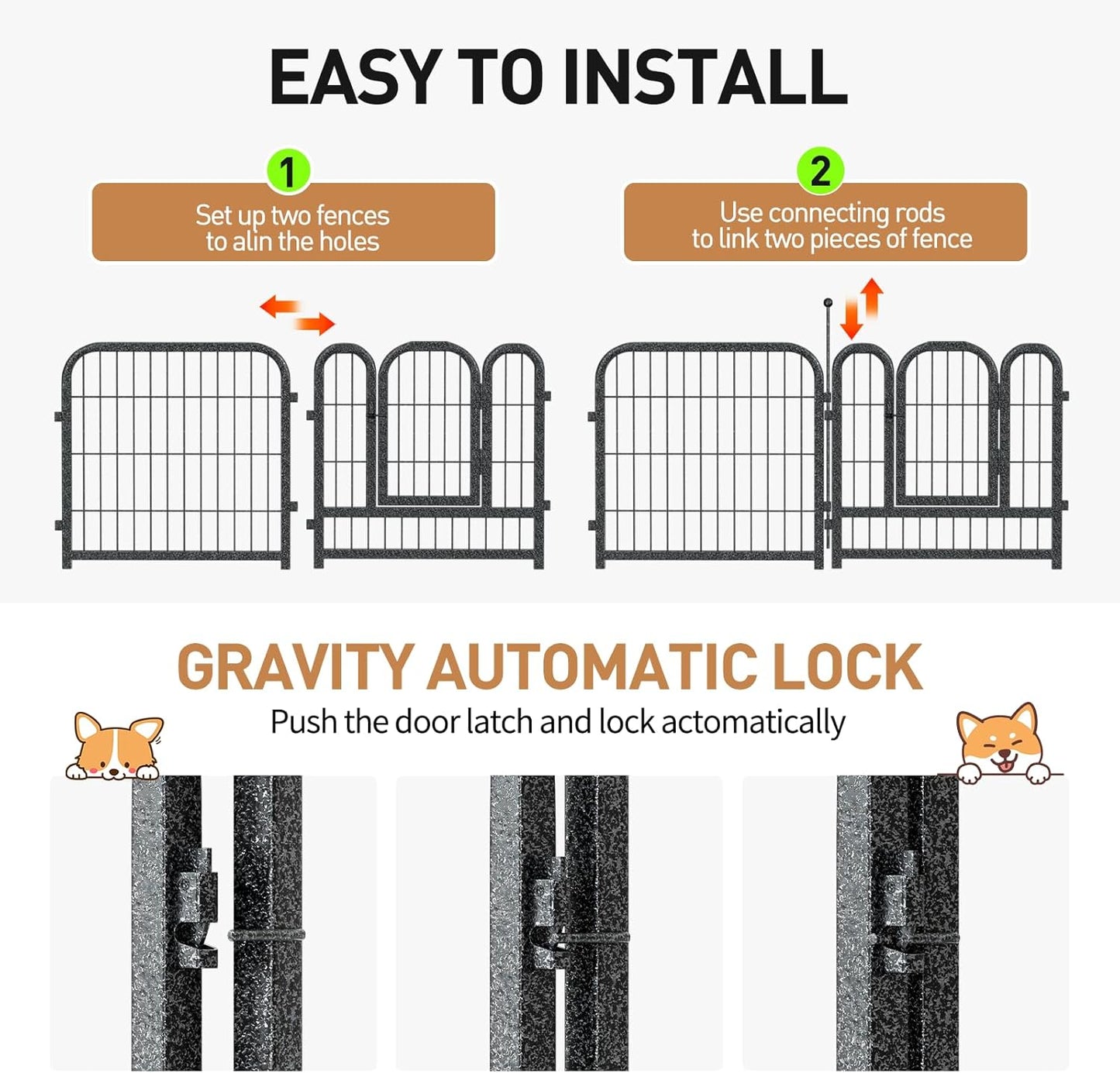 Metal Dog Playpen, 24 Inch Height 32 Panels, Ideal Dog Fence for Large/Medium/Small Dogs Indoor & Outdoor Bliss, Perfect Dog Pen for Camping, Yard, and RV | Black-Silver
