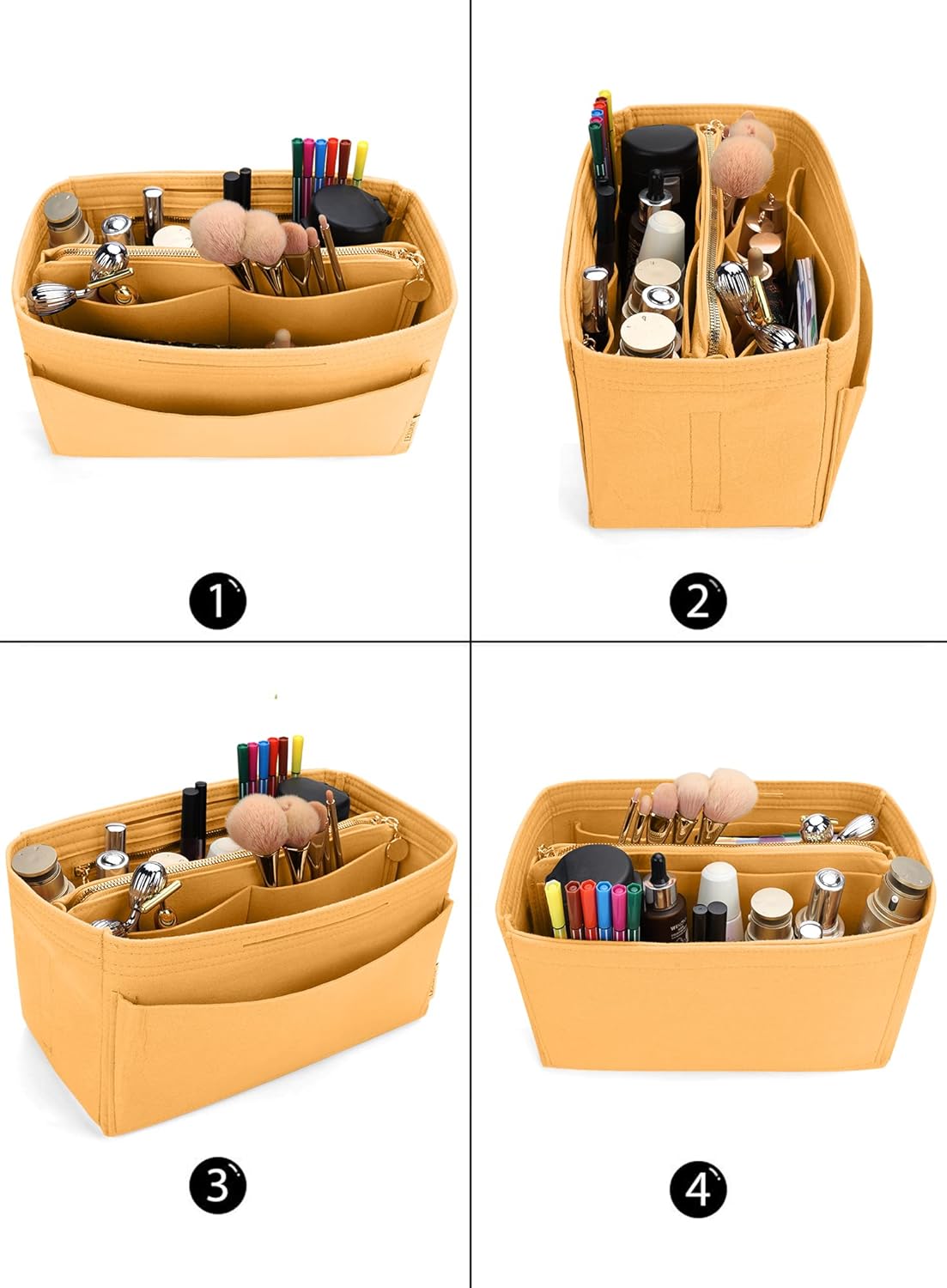 LEXSION Felt Purse Bag Organizer Insert with zipper Bag Tote Shaper Fit Speedy Neverful PM MM