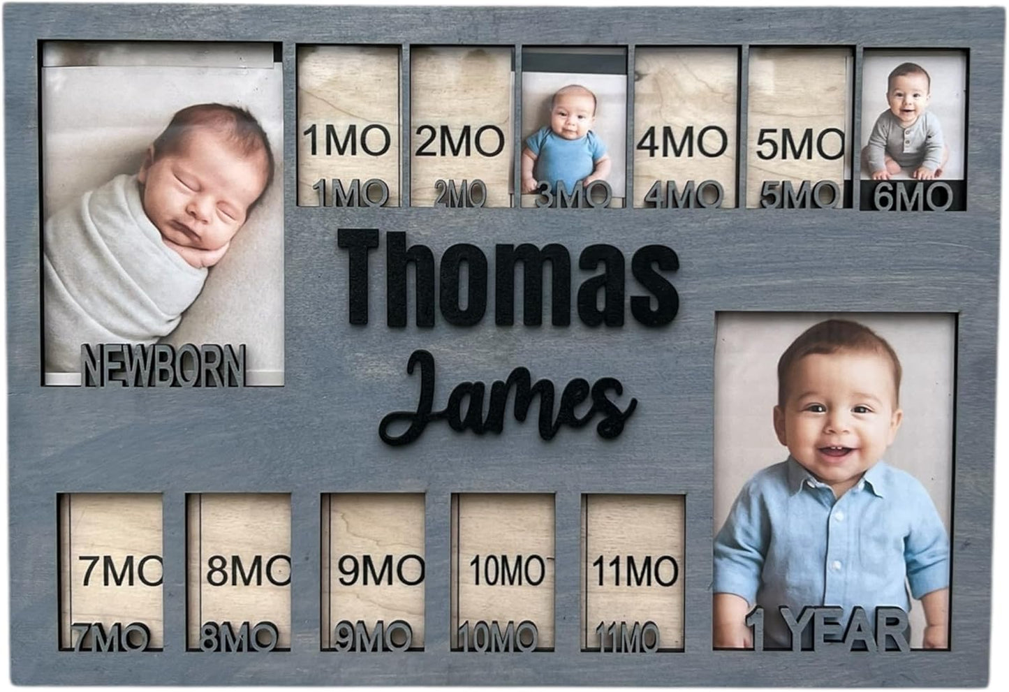 Newborn picture frame - 12 months photo display - Personalized frame - Gift for new mom - Baby photo album- Baby portrait (Newborn)