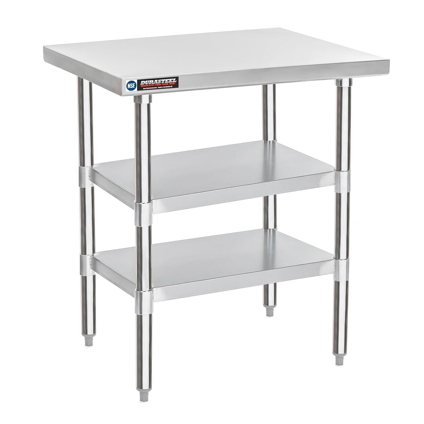 DuraSteel Food Prep Stainless Steel Table - 24 x 30 Inch Commercial Metal Workbench with Adjustable Under Shelf - NSF Certified - for Restaurant, Warehouse, Home, Kitchen, Garage