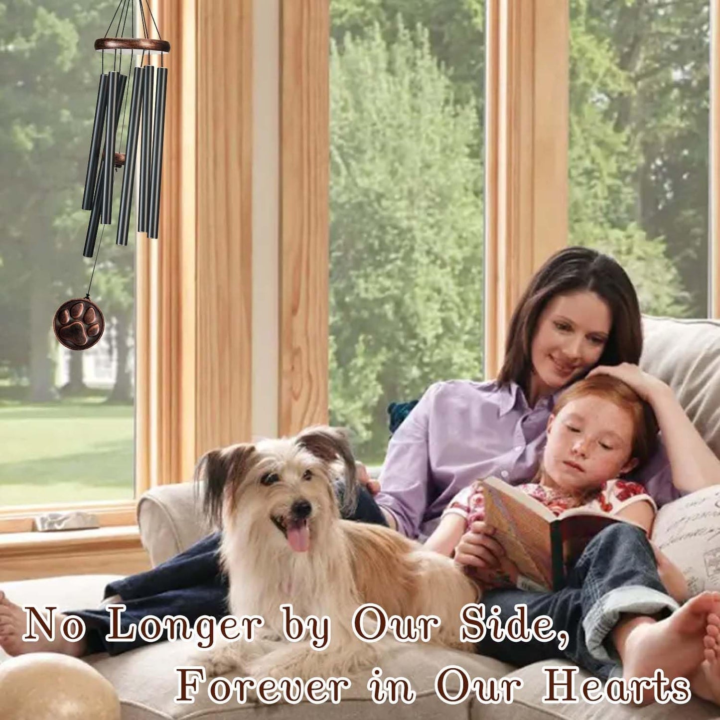 Dog Memorial Gifts, 34" Pet Memorial Wind Chimes for Loss of Dogs, Pet Loss Passing Away Remembrance Sympathy Bereavement Gift, DogPaw Vintage Wind Chime for Outside (DIY 34" Pet Memorial)