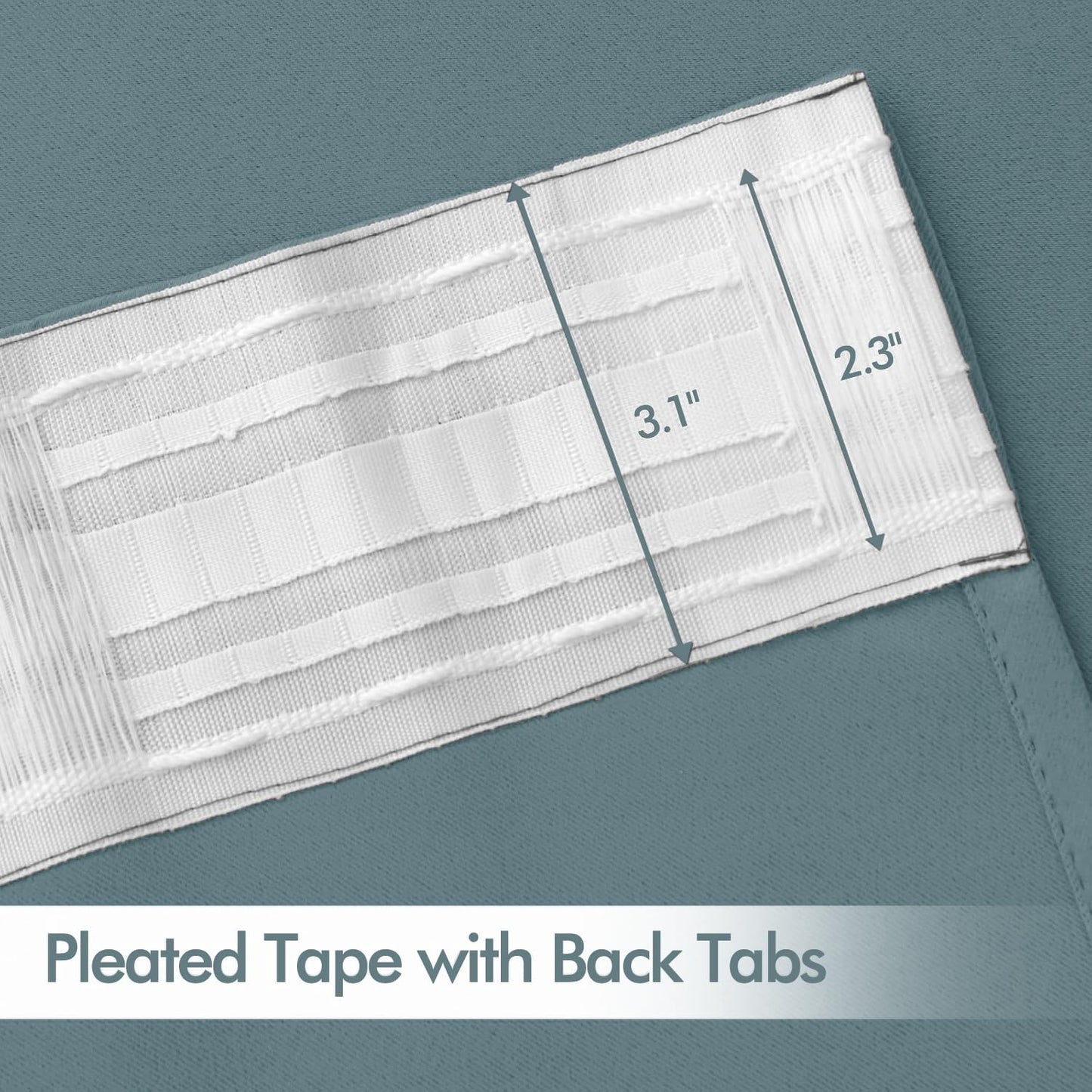 MIULEE Greyish Blue Back Tab Blackout Curtains 63 Inch Length 2 Panels Set for Living Room Bedroom Privacy, Rod Pocket/Pinch Pleat Thermal Insulated Room Darkening Pleated Light Blocking Drapes