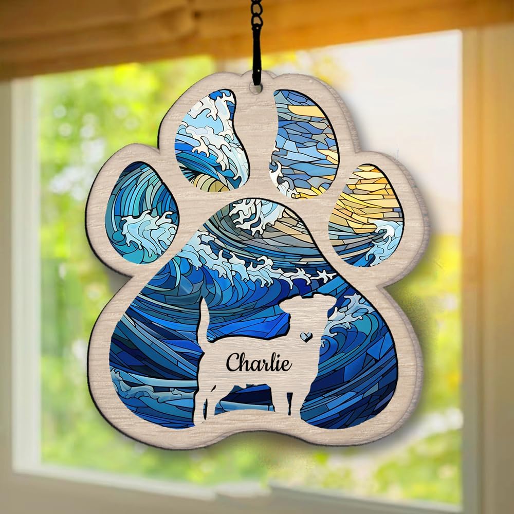Personalized French Bulldog Suncatcher Dog Memorial Gifts, Custom French Bulldog Ornament Christmas Tree, Pet Remembrance Gift, Loss of Dog Sympathy Gift, Pets Memorial Ornament, Pet Loss Suncatcher