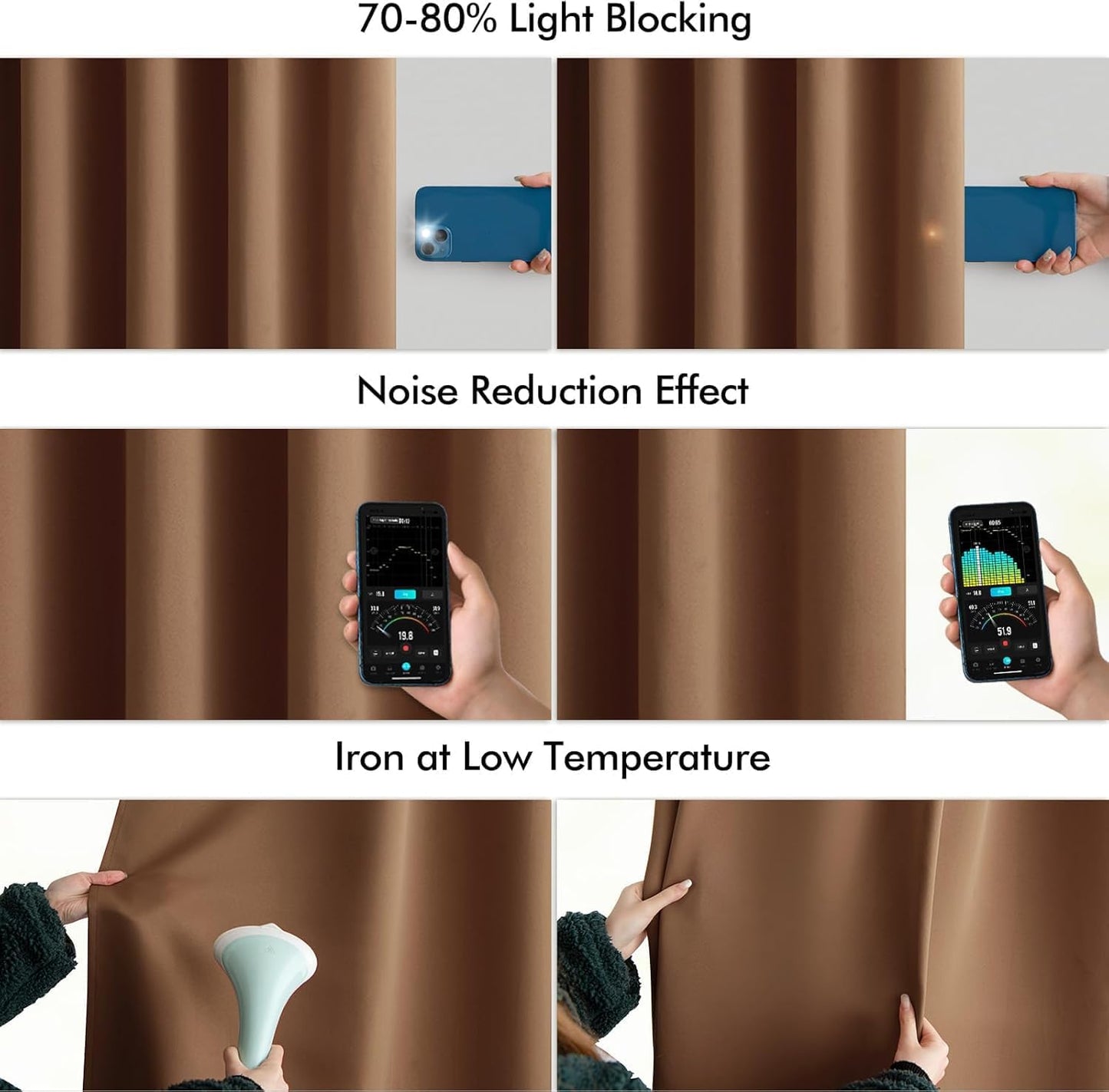 MIULEE Back Tab Blackout Curtains 108 Inch Long 2 Panels Set for Living Room Bedroom, Rod Pocket/Pinch Pleated Extra Long Thermal Insulated Room Darkening Light Blocking Drapes, Cappuccino Brown