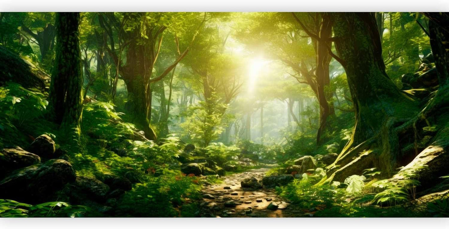 artgeist Wall Mural Peel and Stick Forest 212x98 in - XXL Self-Adhesive Corner Wallpaper Removable Large Sticker Foil Angle Wallpaper Mashrooms Story Flowers Butterfly Forest c-B-10181-a-a