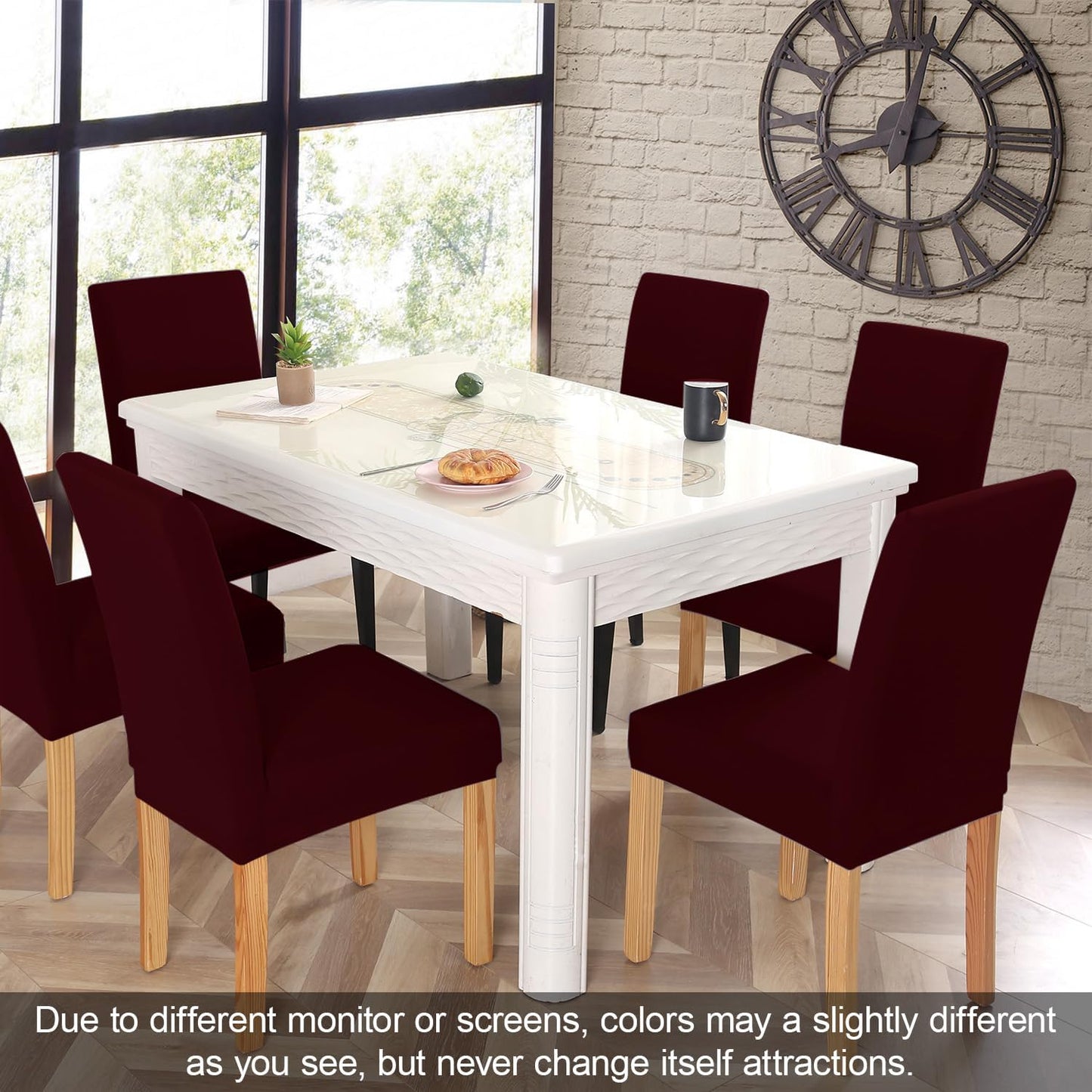 JQinHome 4 Pcs Dining Chair Slipcover, High Stretch Removable Washable Chair Seat Protector Cover for Home Party Hotel Wedding Ceremony