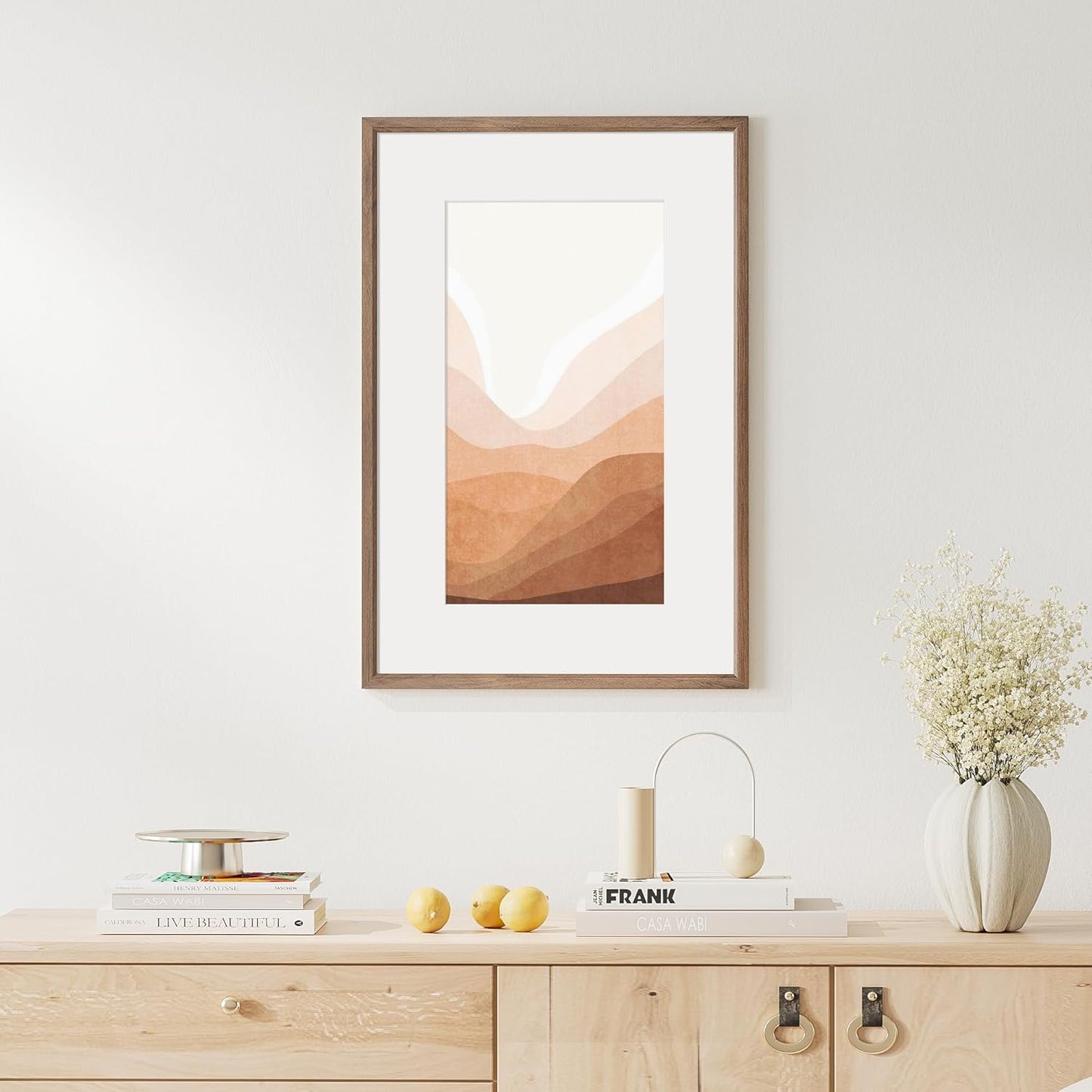 16x24 Poster Frame Natural Solid Walnut Photo Frames with 12x18 Removable Mat Wall Hanging Large Handcrafted Frame with HD Plexiglass Wall and Tabletop Display Large Picture Frame