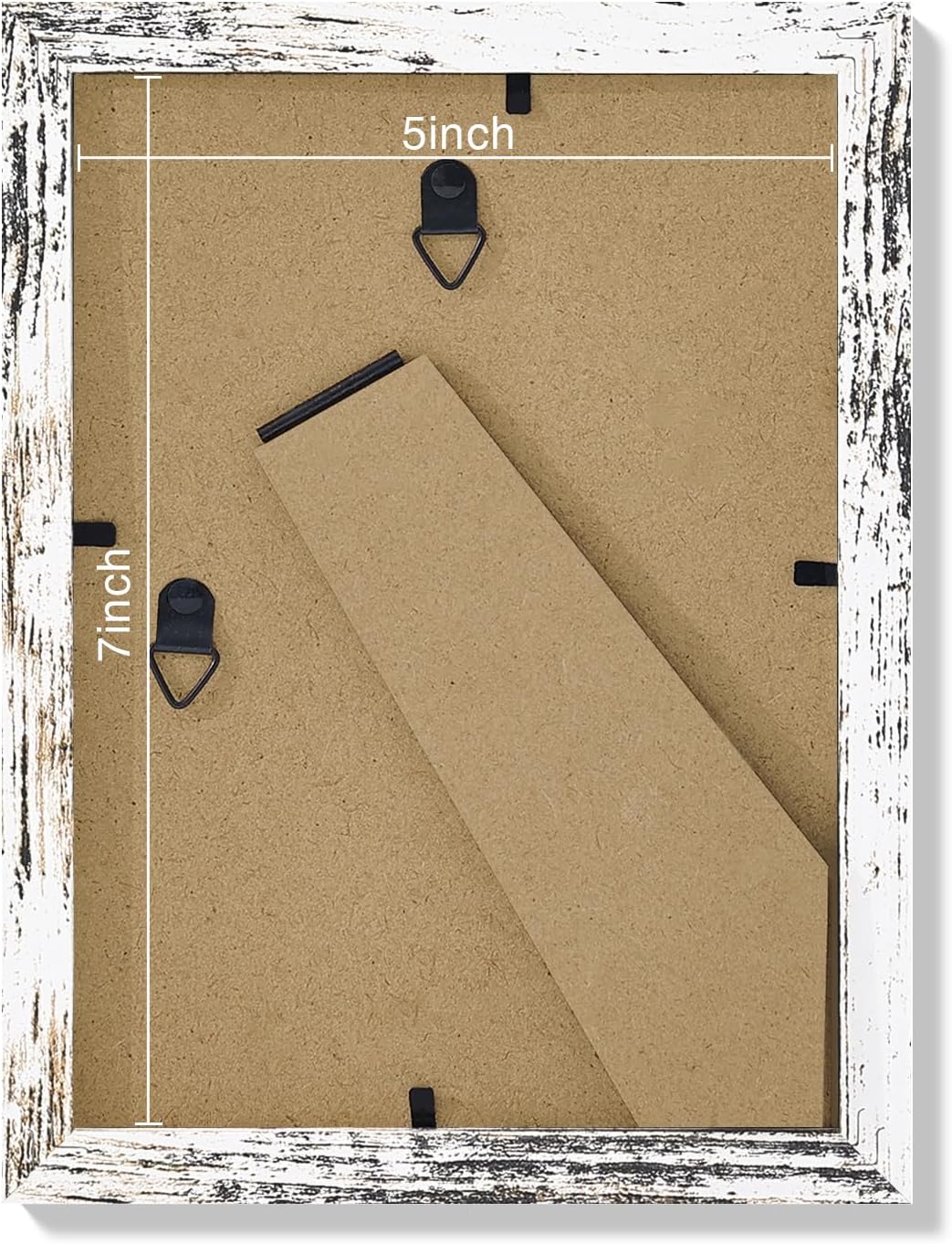 Vittanly 5x7 Picture Frames Set of 9, Shatter Resistant Plexiglass, Display 4x6 Pictures with Mat or 5x7 without Mat, Photo Frames for Wall or Tabletop, Engineered Wood, Distressed White