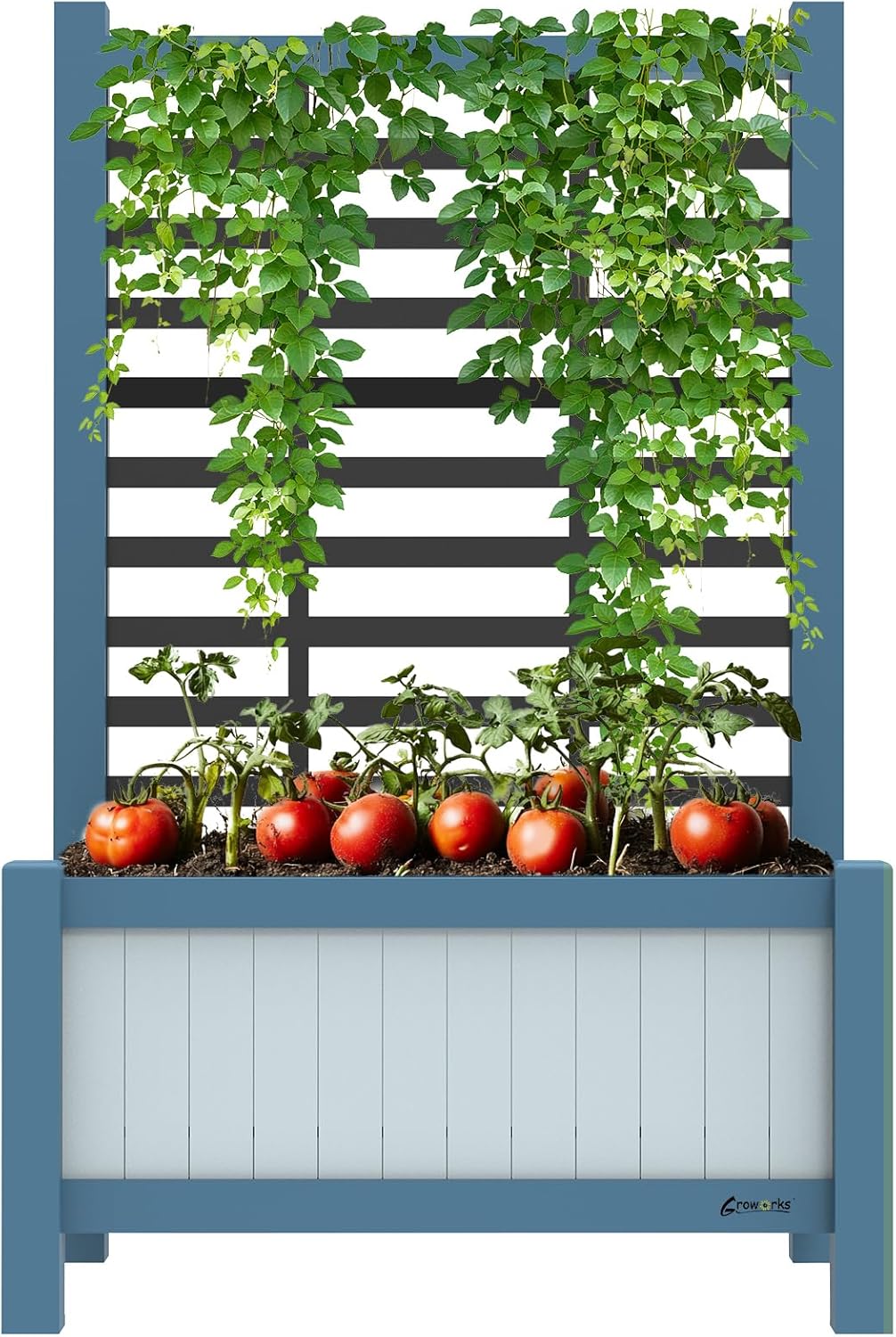 Wood Planter with Trellis Raised Garden Bed for Climbing Plants Elevated Wooden Planter Box,Outdoor Gardening Planting Bed to Grow Vegetables Climbing Plants Herbs Flowers (Blue)