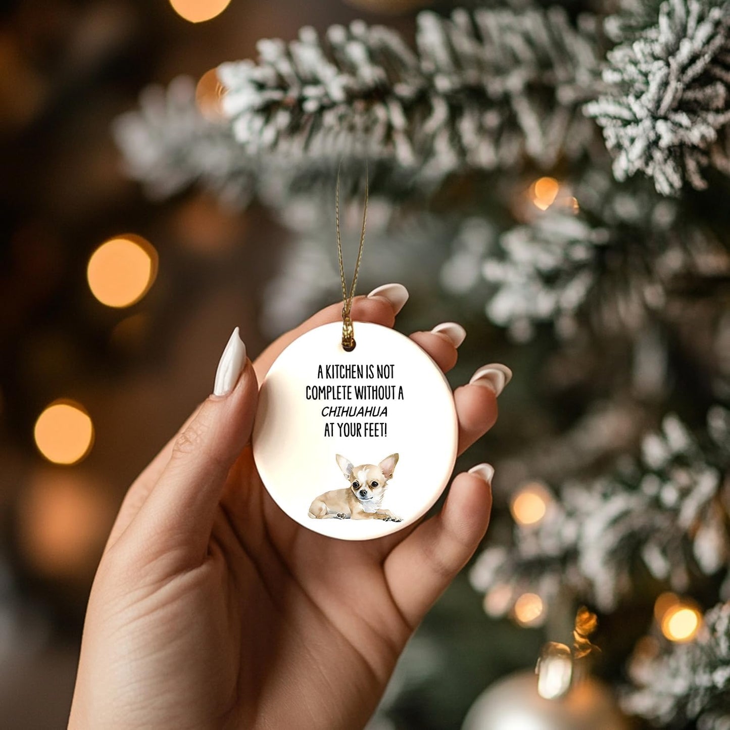 Chihuahua Ornament, Chihuahua Ornaments for Christmas Tree, Chihuahua Gifts for Women, Chihuahua Christmas Tree Decorations, Chihuahua Ceramic Ornaments, Chihuahua Decorative Hanging Ornament