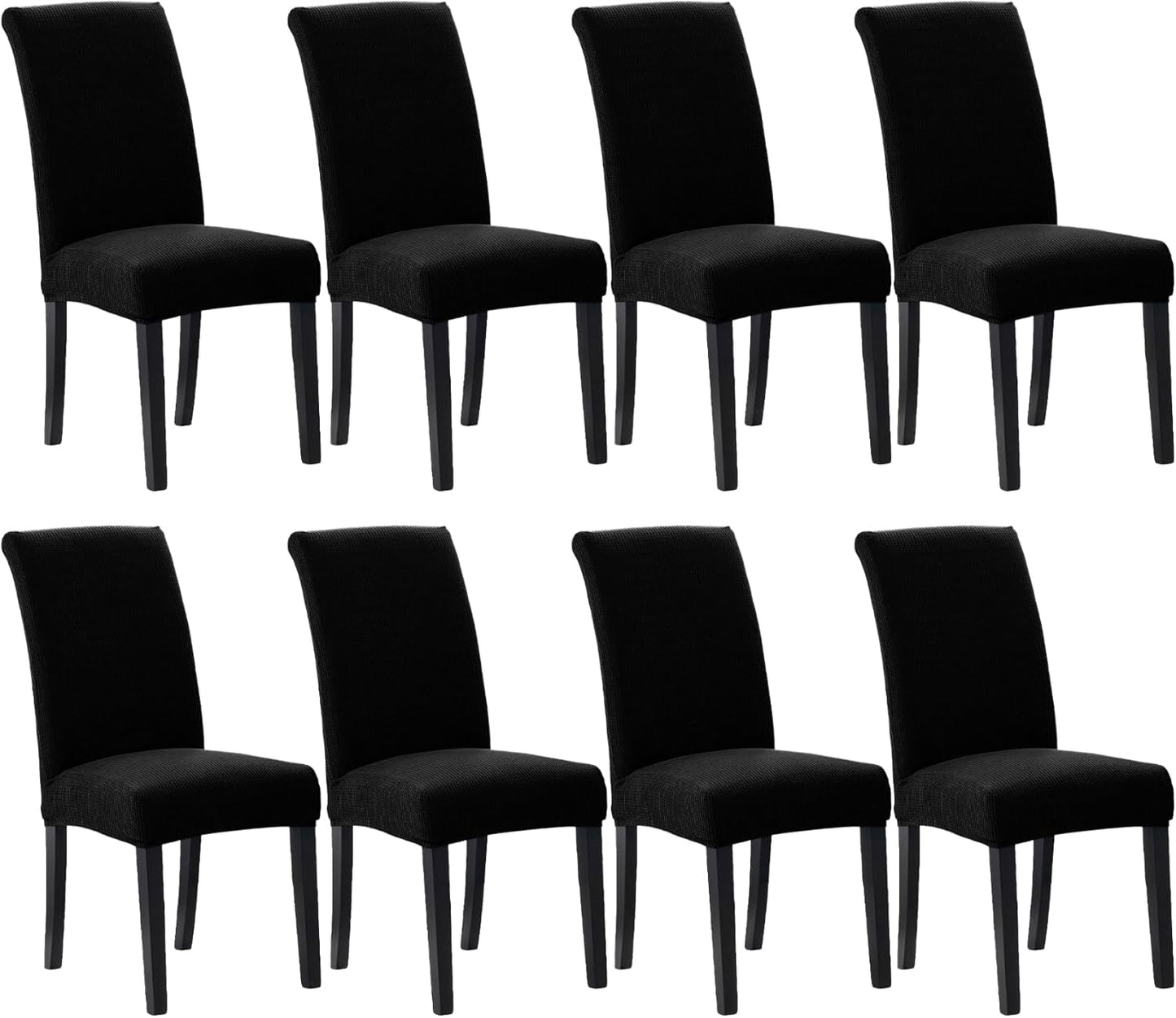 Howhic Stretch Chair Covers for Dining Room Set of 8, Removable Washable Dining Room Chair Covers, Dining Chair Slipcovers Seat Protector, Great Decor for Home and Banquet (Black, 8 Pack)