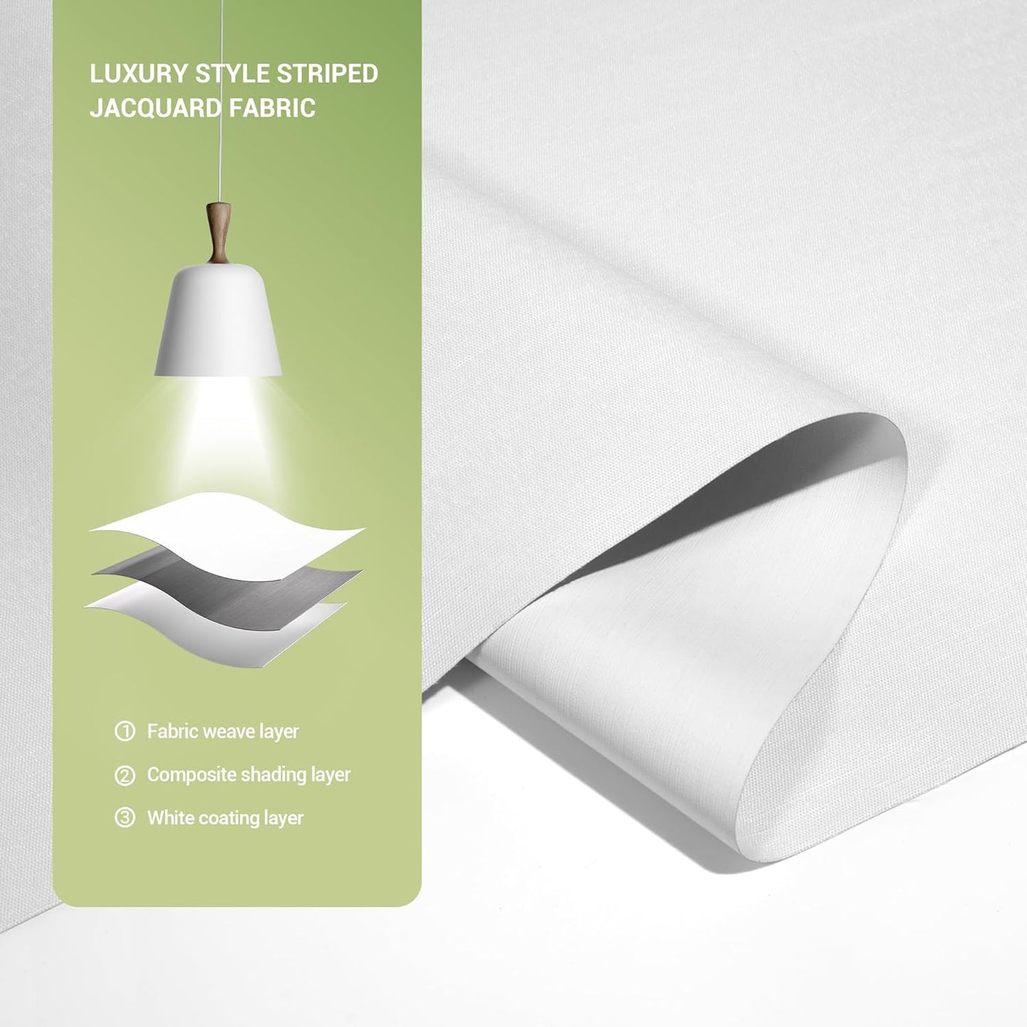 Blackout Roller Shades for Indoor Windows, Cordless Jacquard Fabric-Matched Roller Blinds, Easy to Install Privacy UV Protection Roll Up Blinds for Home Office, Pure White, 36" W x 72" H