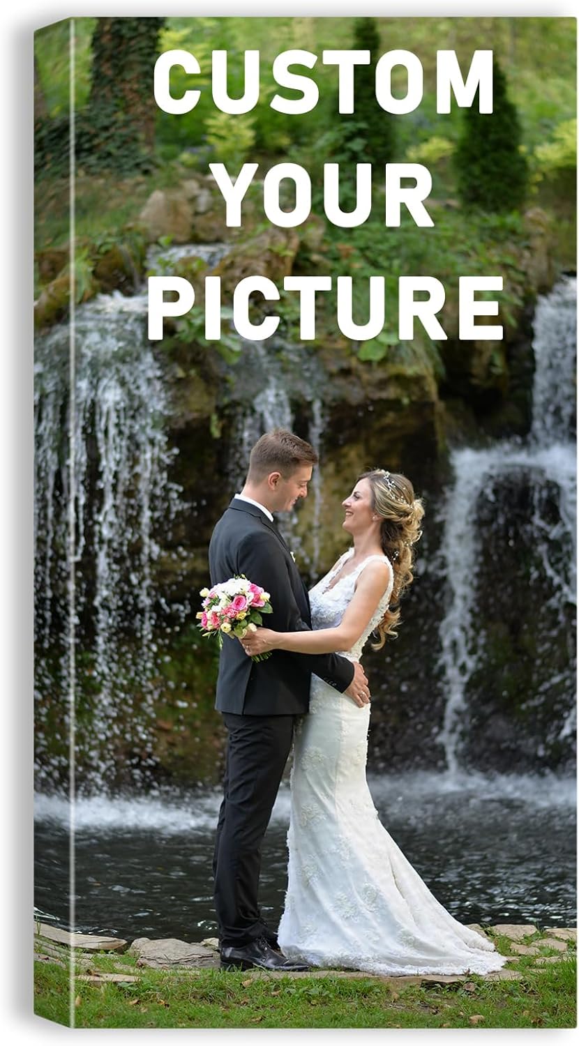 xzartdiy Custom Canvas Prints with Your Photos - Personalized Picture Print Customized Gifts for Family Home Office Wall Art Decor, Wrapped Canvas 24x48inch