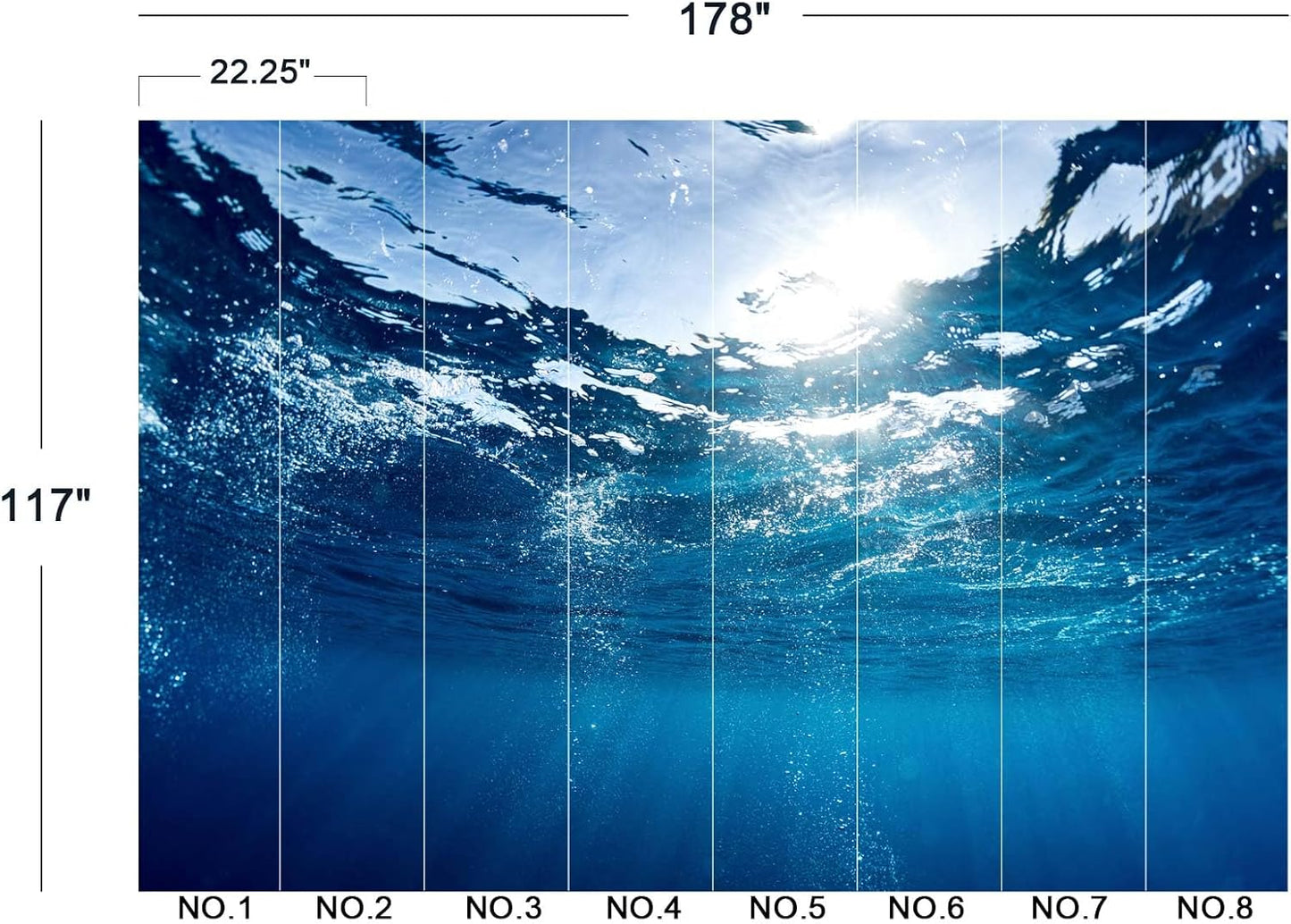 Sunlight Shining into The sea Wall Mural Wallpaper for Bedroom 178" x 117"