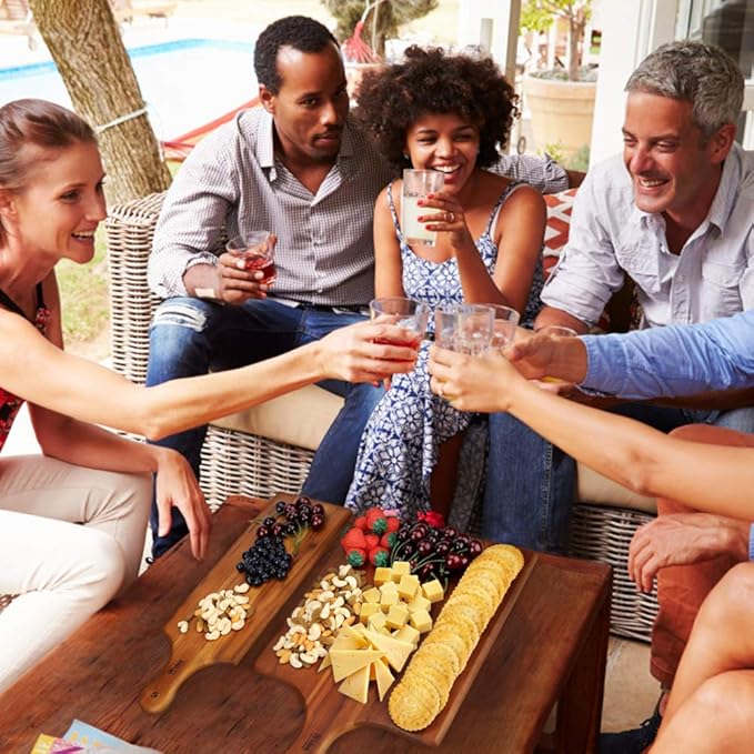 AIDEA Acacia Wood Cutting Board with Handle, Wooden Cheese Board Charcuterie Boards for Bread, Meat, Fruits, Cheese and Serving, Food Serving Tray for Kitchen, 17 x 6 inch