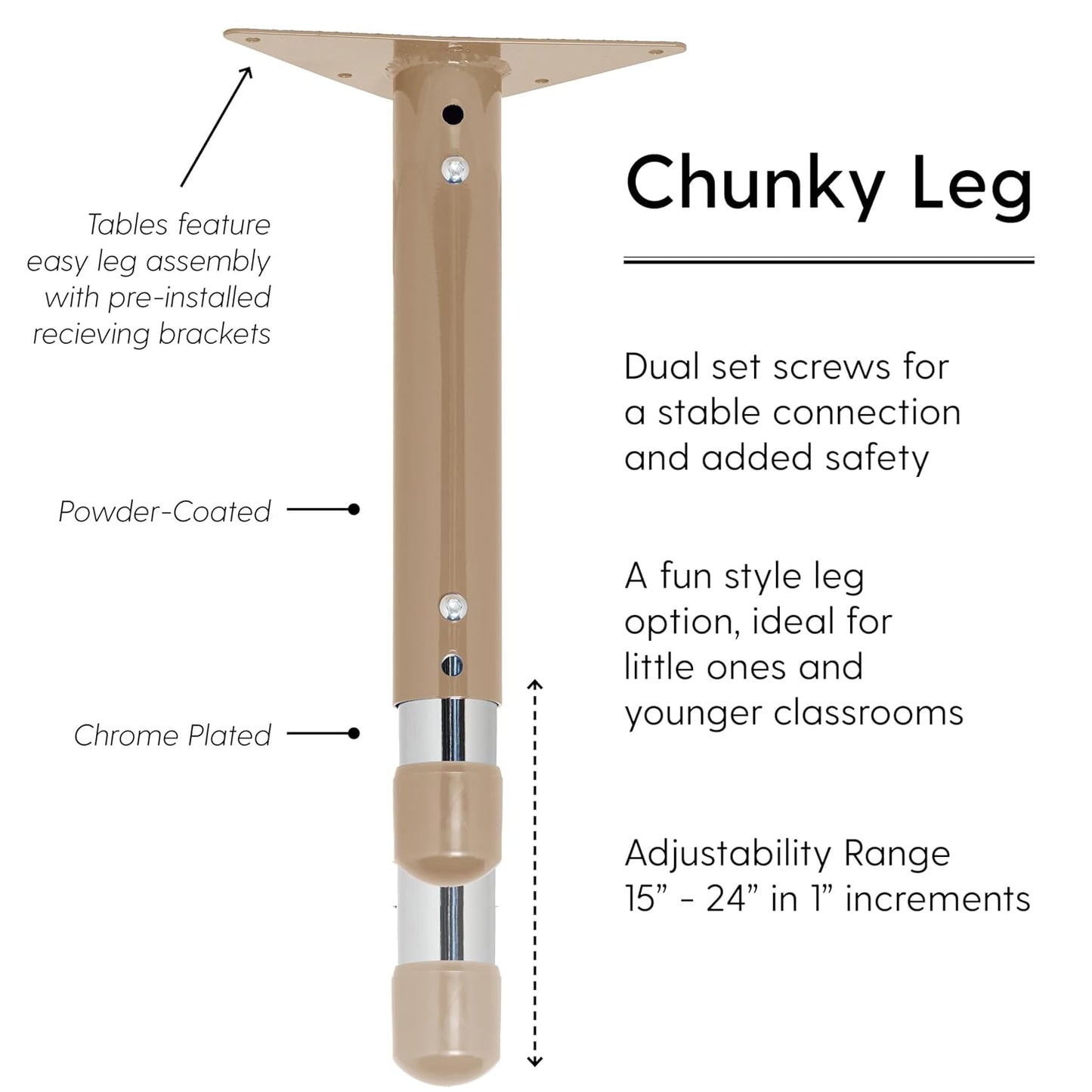 Factory Direct Partners FDP Rectangle Activity School and Classroom Kids Table (36 x 60 inch), Toddler Leg, Adjustable Height 15-24 inches - Maple Top, Maple Edge with Sand Legs