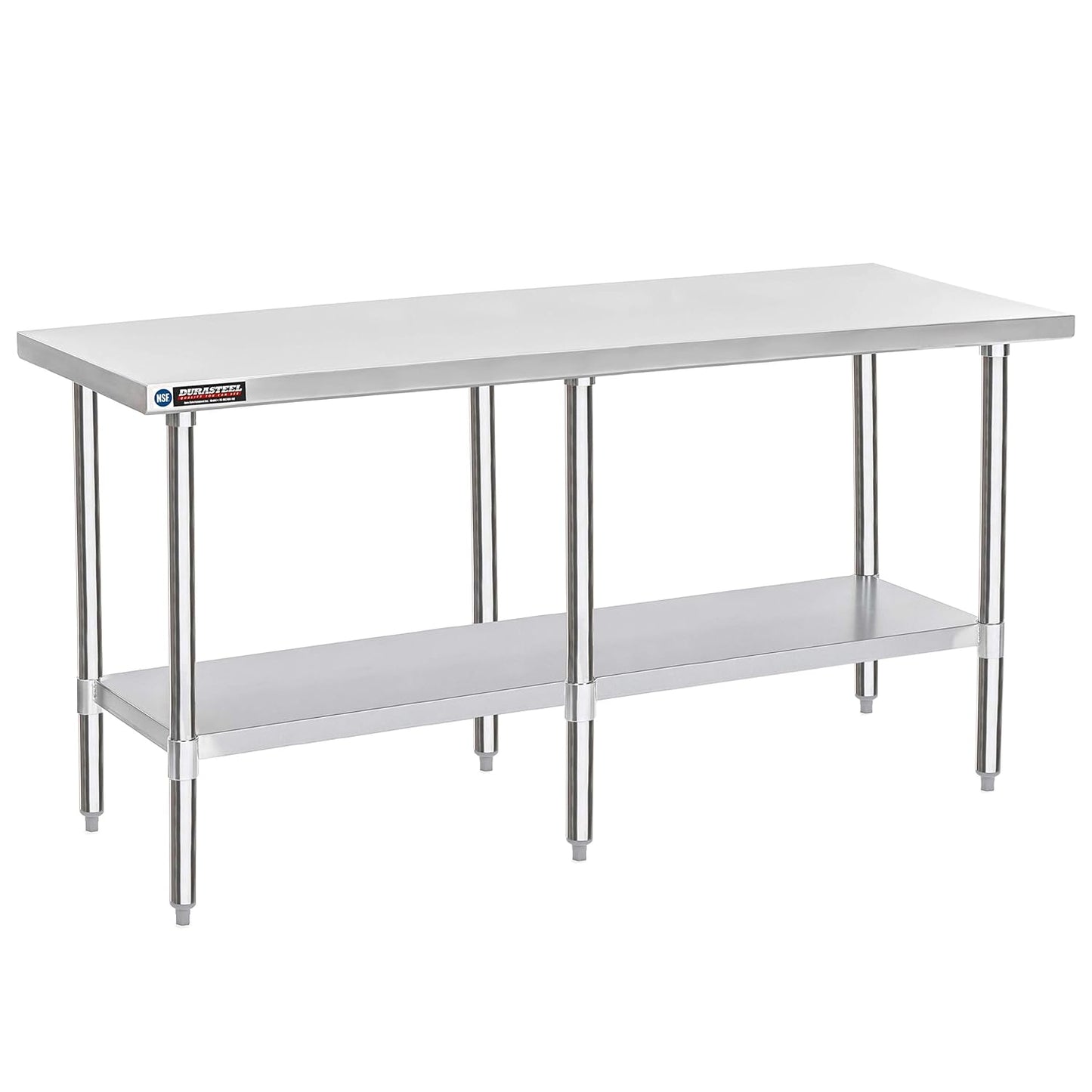 DuraSteel 24x84 Stainless Steel Work Table - NSF Commercial Prep Metal Table - Outdoor Pizza Oven Stand w/Under Shelf - Kitchen Island Laundry Utility Garage Microwave Stand Large Rolling Storage Cart