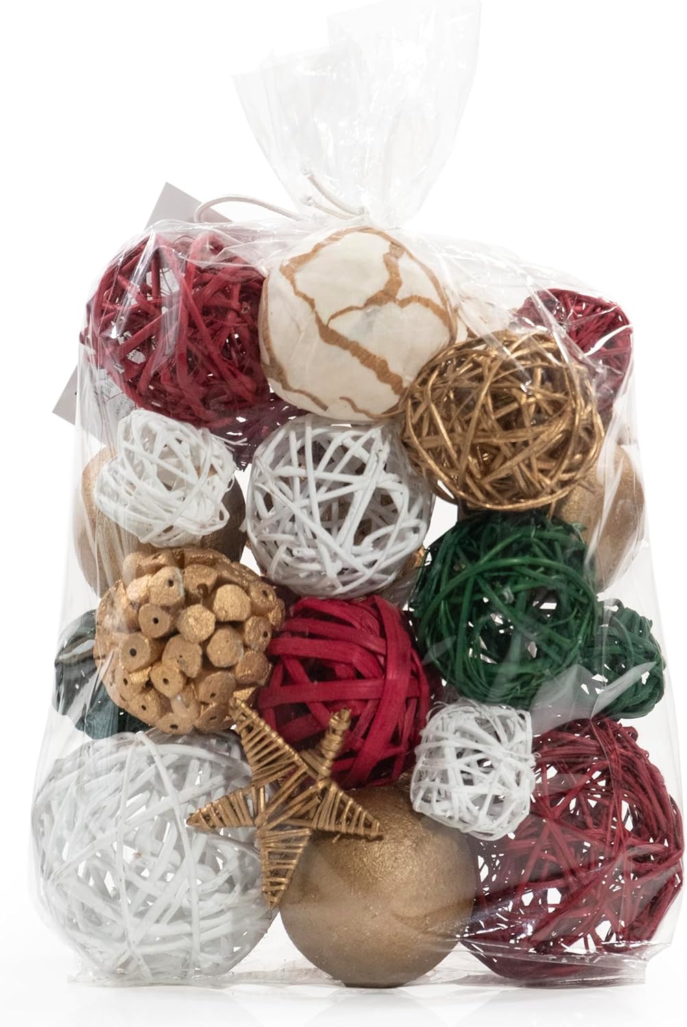 ANDALUCA Decorative Balls Bag Bowl Filler Home Decor (Red, Green & White)
