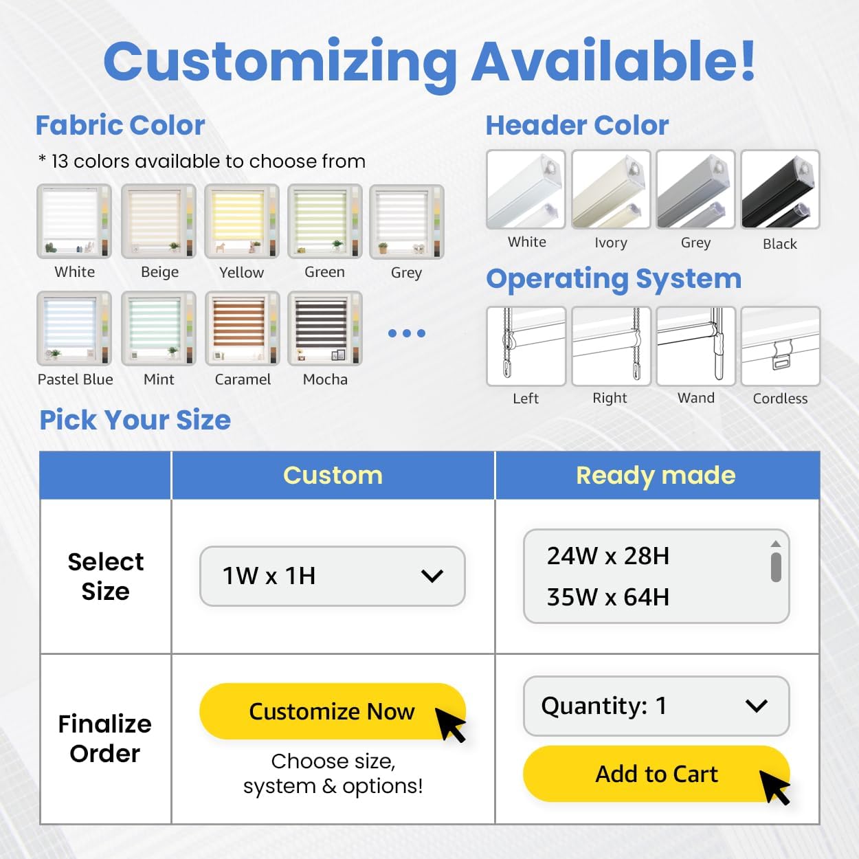 Foiresoft Standard Custom Zebra Roller Blinds for Windows [W10–105 x H10–115 Inch, Caramel, Basic], Light Filtering Dual Layer Shades for Bedroom, Living Room, Office, 13 Colors