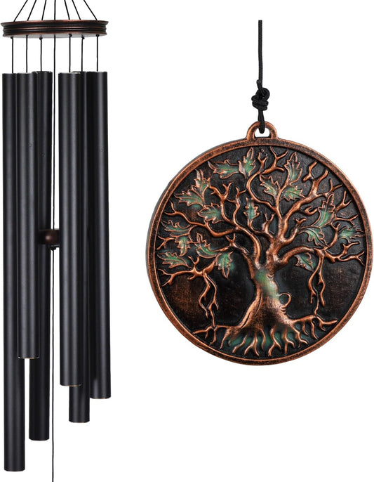 Vanquer Large Wind Chimes for Outside Deep Tone - 46'' Wind Chimes Outdoor Clearance, Memorial Windchimes, Sympathy Gift, Outdoor Décor, Patio, Home Décor, Vintage Black (46" Tree of Life)