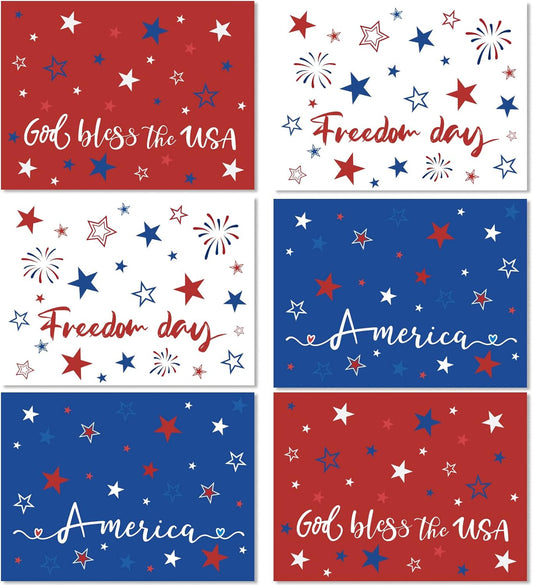 Memorial Day Placemat Set of 6 Patriotic Freedom Stars Place Mats 4th of July Veterans Plastic Table Mats Independence Day Holiday Table Placemats for Indoor Outdoor Party Dining
