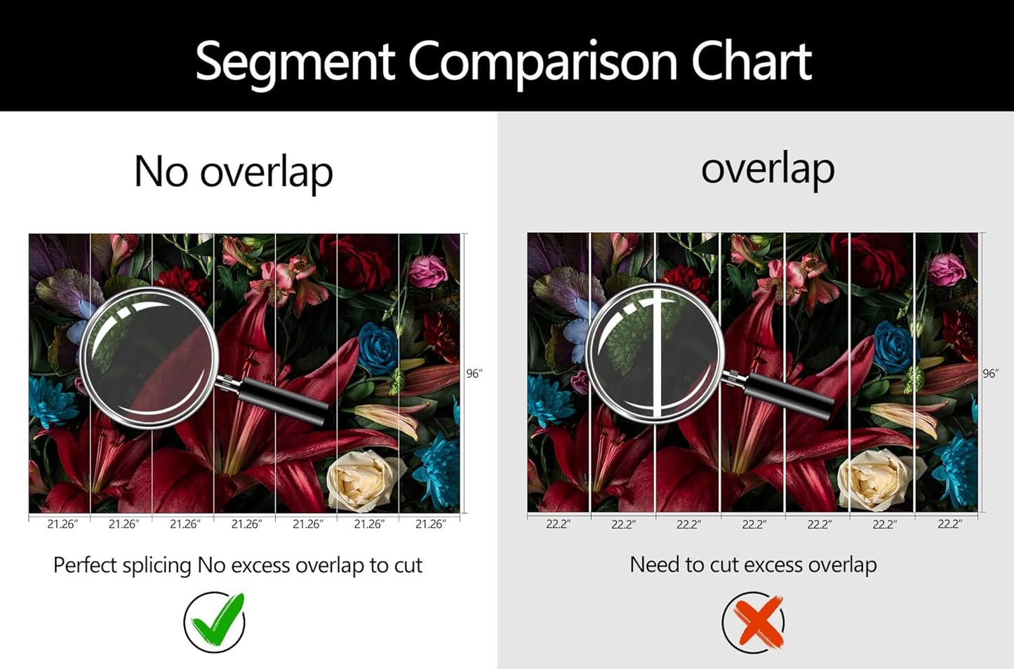 Large Dark Floral Wallpaper Colorful Spring Flowers Background Wall Mural (Not Peel and Stick)