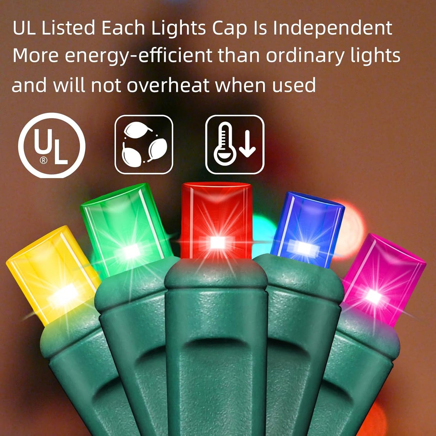 1200LED (24pk of 50L) String Lights, LED Christmas Lights, 6" SPACING,Green Wire, Multicolour