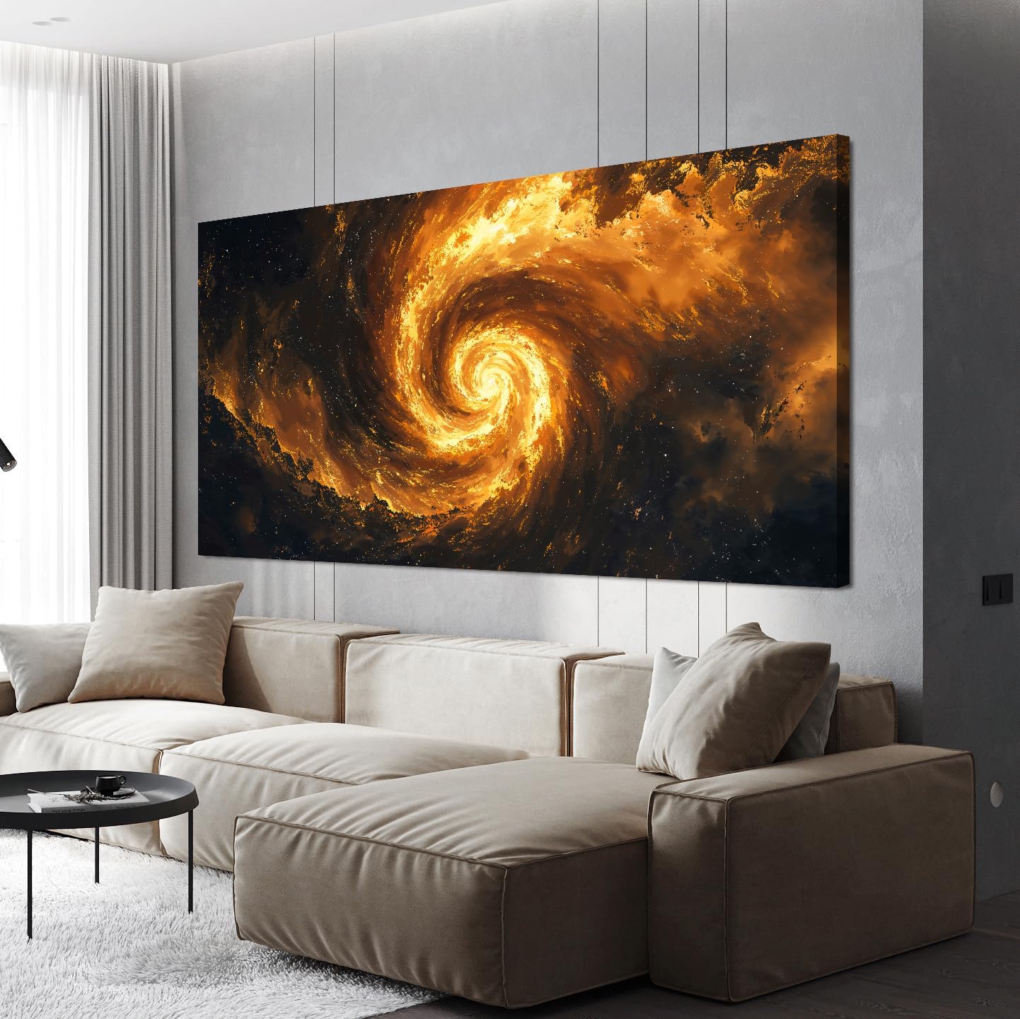 Canvas Wall Art Decor Black And Gold Modern Abstract Oversized Wall Art Decor For Living Room Galaxy Vortex Modern Abstract Aesthetic Wall Art Canvas Prints For Bedroom Office Wall Decor 29" X 58"