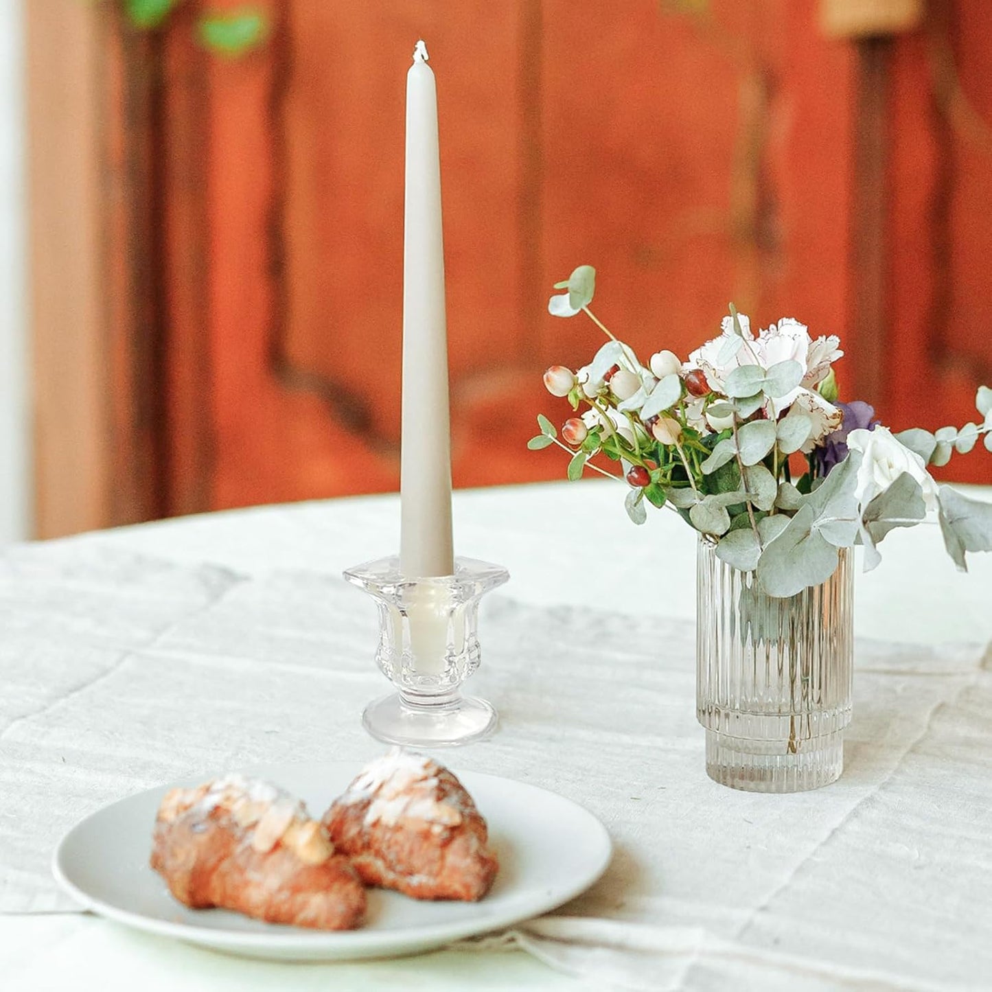 50 Pieces Glass Taper Candle Holders Bulk Clear Glass Taper Candlestick Holders for Wedding Table Centerpiece Party Decoration 2.2 Inch