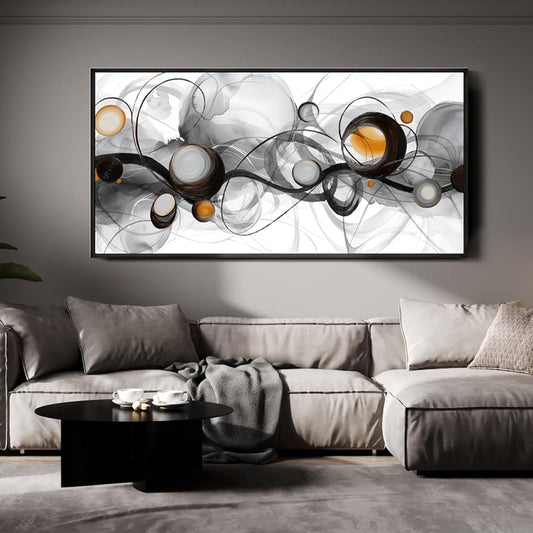 XLSJERST Black Wall Art - Abstract Artwork Minimalist Painting Large Size Frame Wall Art for Living Room Wall Decor Modern Black and White Canvas Picture Boho Gray Wall Art