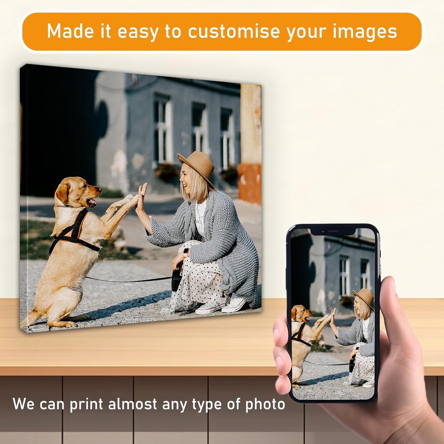 xzartdiy Custom Canvas Prints with Your Photos - Personalized Picture Print Customized Gifts for Family Home Office Wall Art Decor, Wrapped Canvas 30x24inch