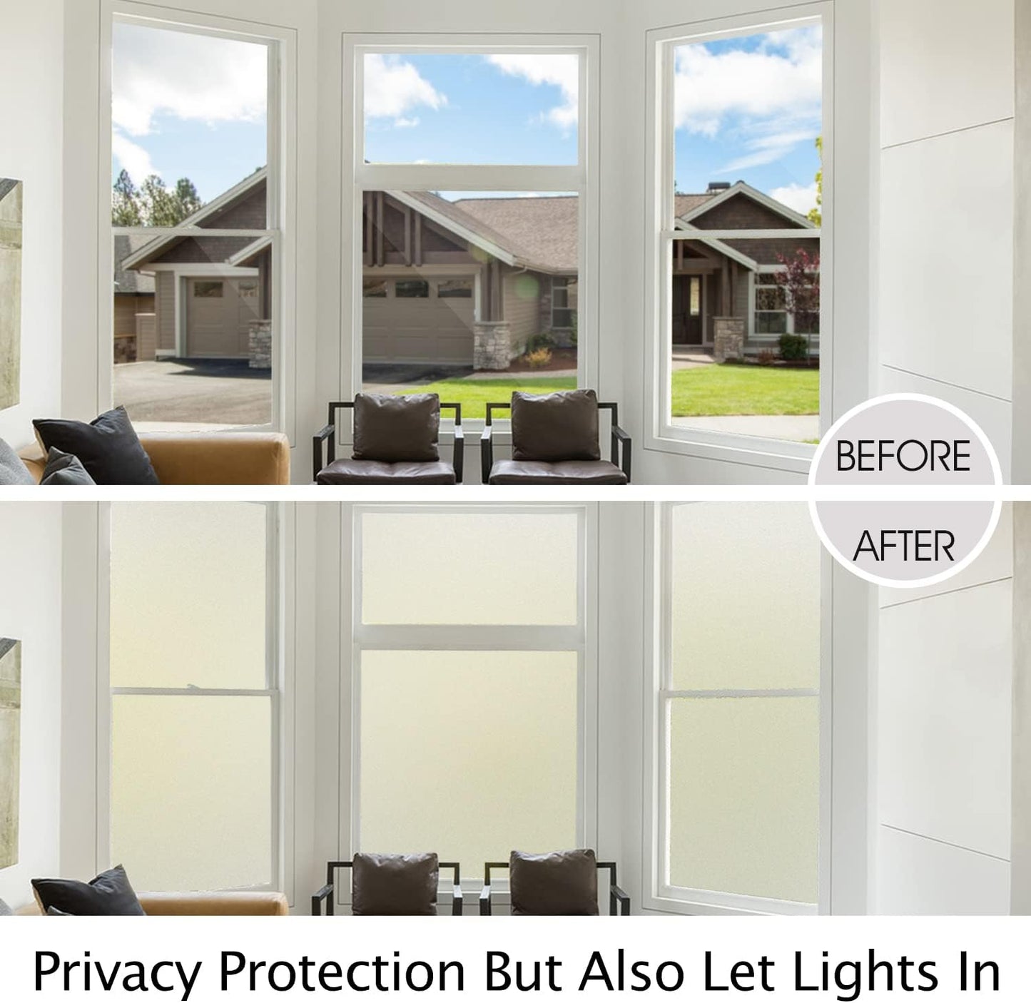 HIDBEA Frosted Window Privacy Film Heat Control UV Blocking, Static Cling Non-Adhesive Reusable Door coverings for Bathroom Home Office (Frosted 29.5 Inch x 6.5 Feet)