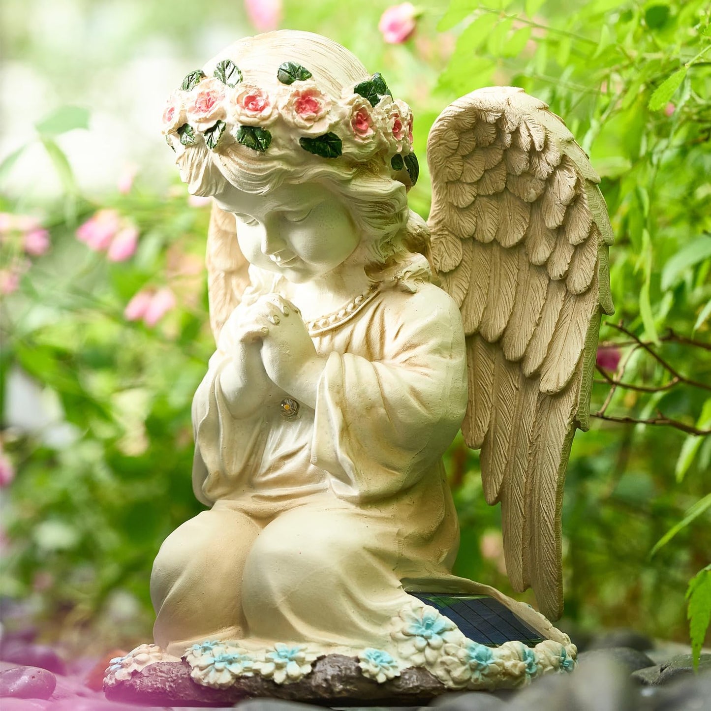 Solar Fairy Garden Decor for Outside Prayed Angel Sculptures Home Decoration, Solar Powered Angel Garden Statues for Outdoor Patio Yard Ornaments, Unique Gifts for Mom Grandma Wife