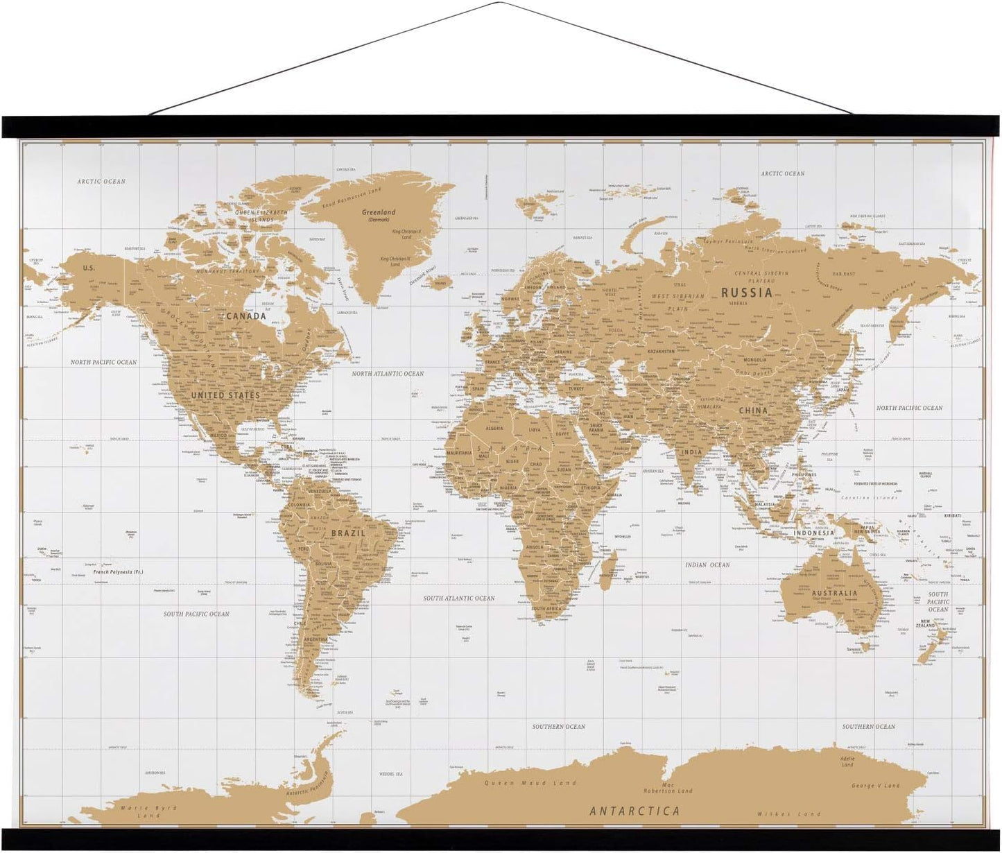 FALAMON Magnetic Poster Hanger Frame, 26x20 26x38 26x34 Teak Wood Magnet Poster Frame for Posters, Prints, Photos, Pictures, Maps, Scrolls, and Canvas Artwork(Black, 26")