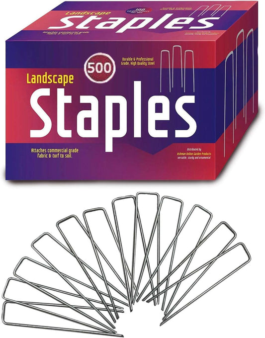 Ashman Galvanized Garden Stakes Landscape Staples and Fence Stake (500 Garden Staples - Heavy Duty & Anti Rust Galvanized)