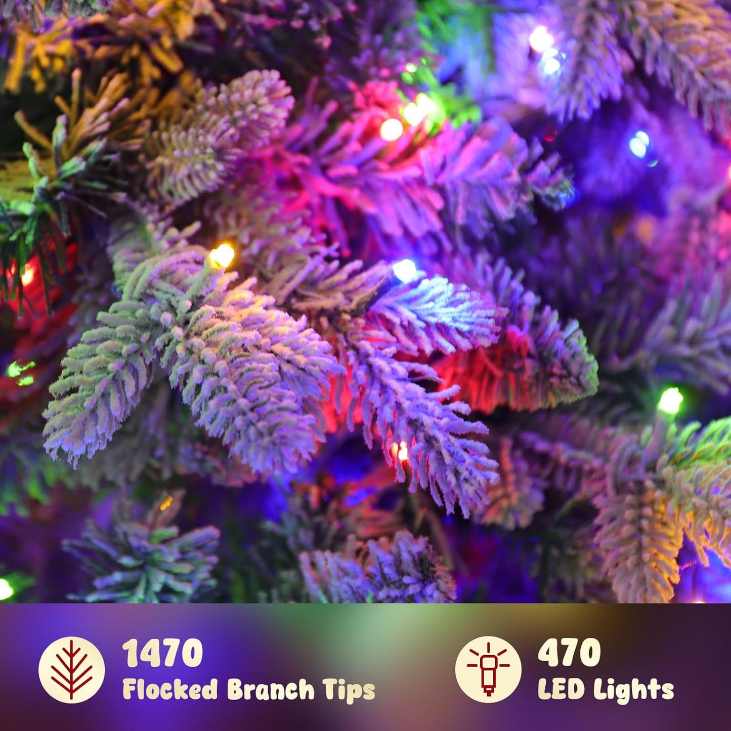 7.5FT Rotating Christmas Tree with Remote, Pre-Lit Artificial Green PE & PVC Xmas Tree, Multicolor LED Lights with Music & Flash Modes, Deluxe Holiday Home Decor