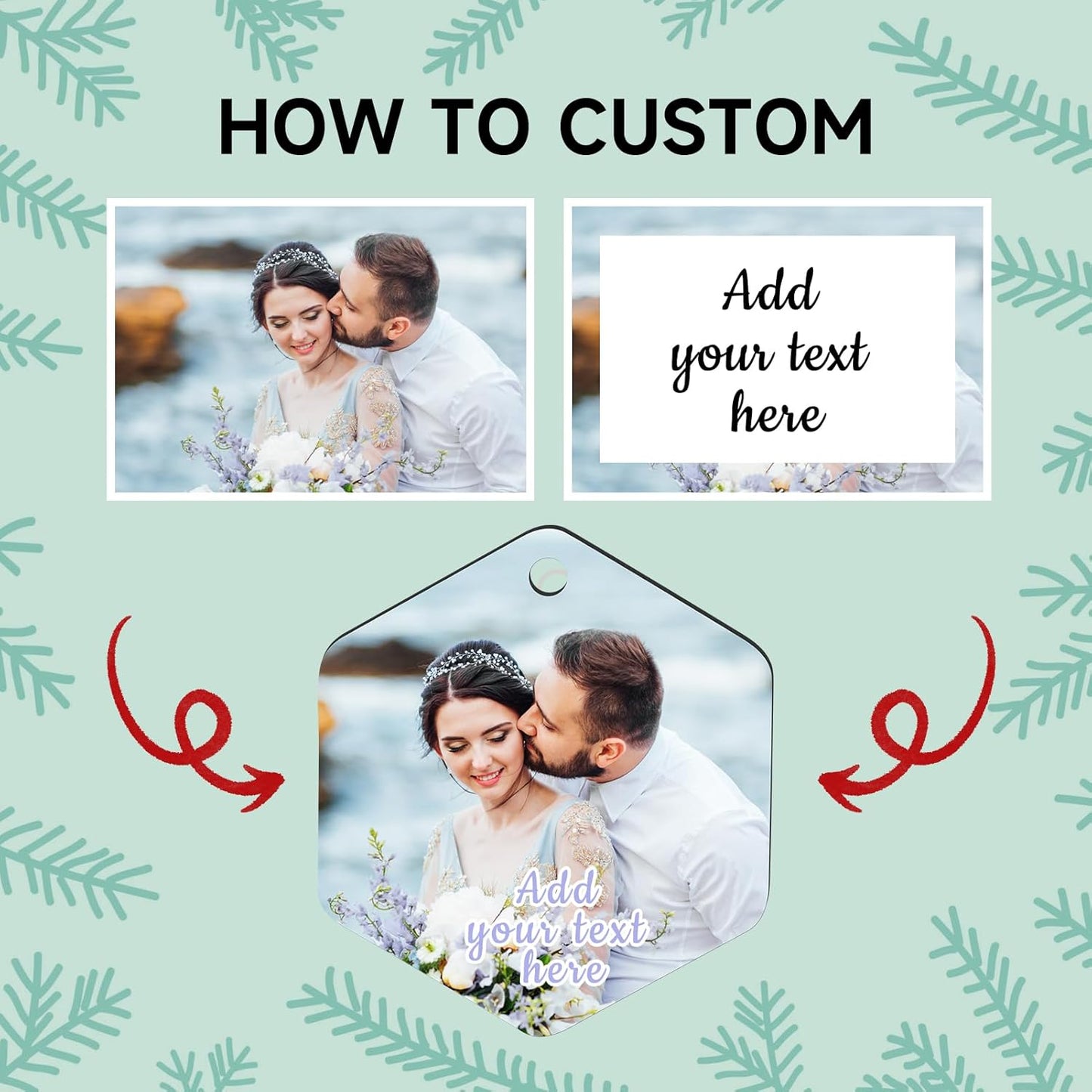 Personalized Christmas Ornaments 2025, Wood Custom Photo Text Hanging Ornament Customized Christmas Tree Decorations Gift for Family, Kids, Friends, Couples, Wedding