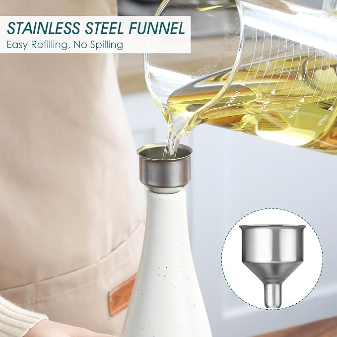 vancasso 16 Oz Ceramic Olive Oil Dispenser Bottle, Bottle Dispenser with Spout and Funnel for Kitchen,Suitable for Oil, Vinegar, Coffee Syrups & Other Liquids，Cream